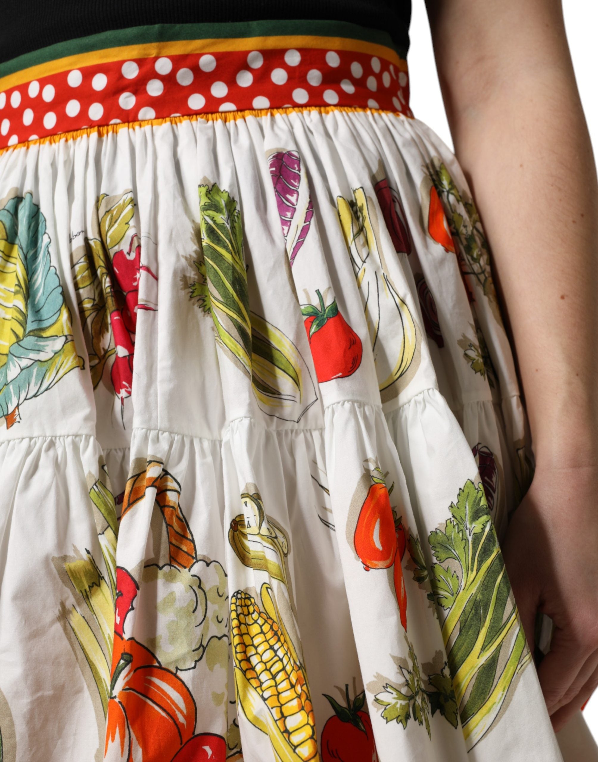 Dolce & Gabbana Multicolor Vegetable Print Short Poplin Mini Skirt