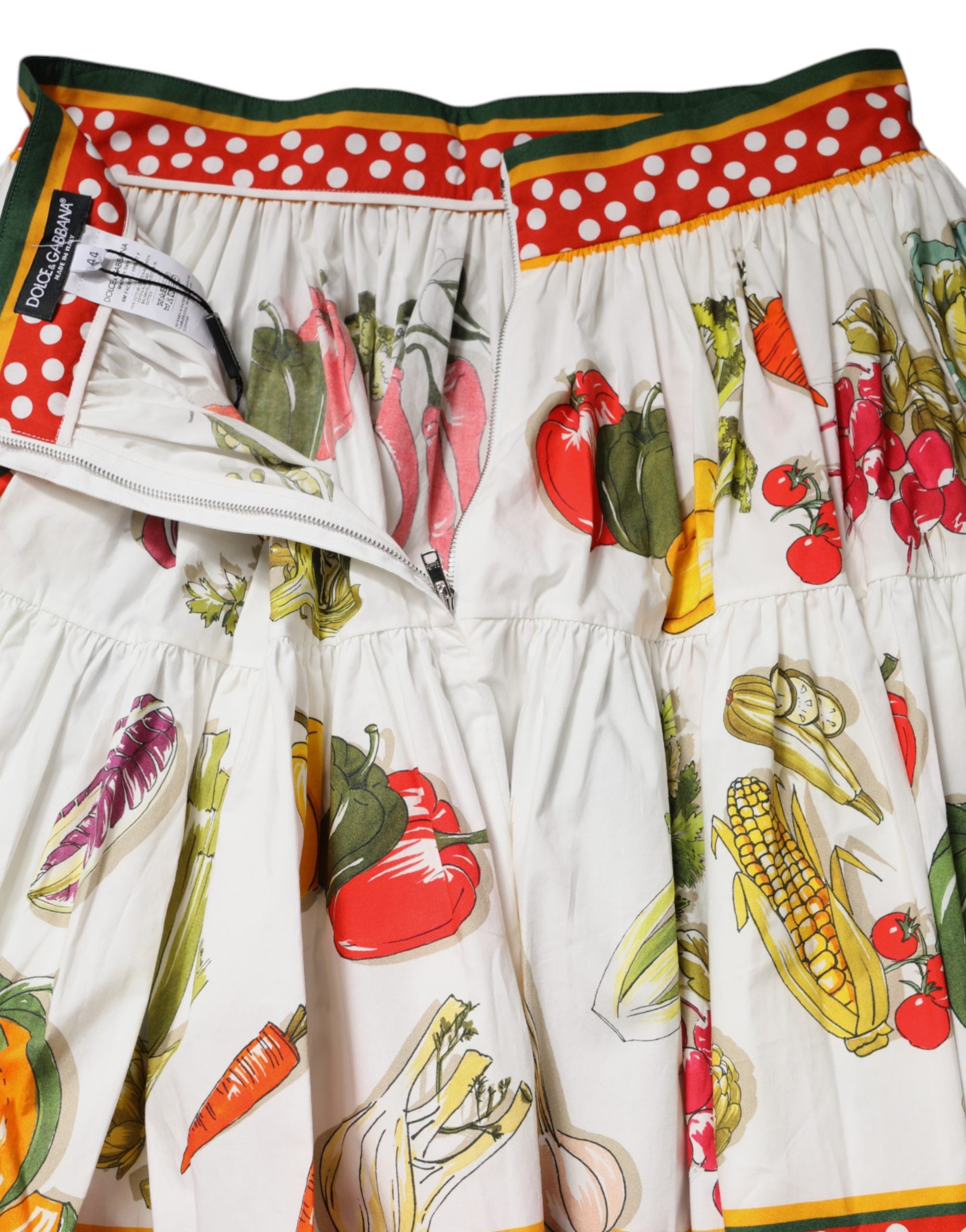 Dolce & Gabbana Multicolor Vegetable Print Short Poplin Mini Skirt