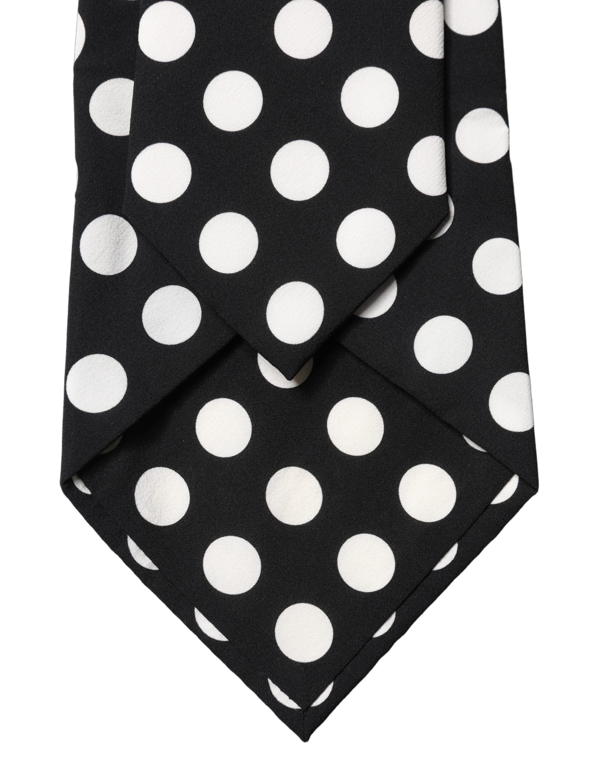 Dolce & Gabbana Black White Polka Dot Silk Adjustable Women Necktie Tie