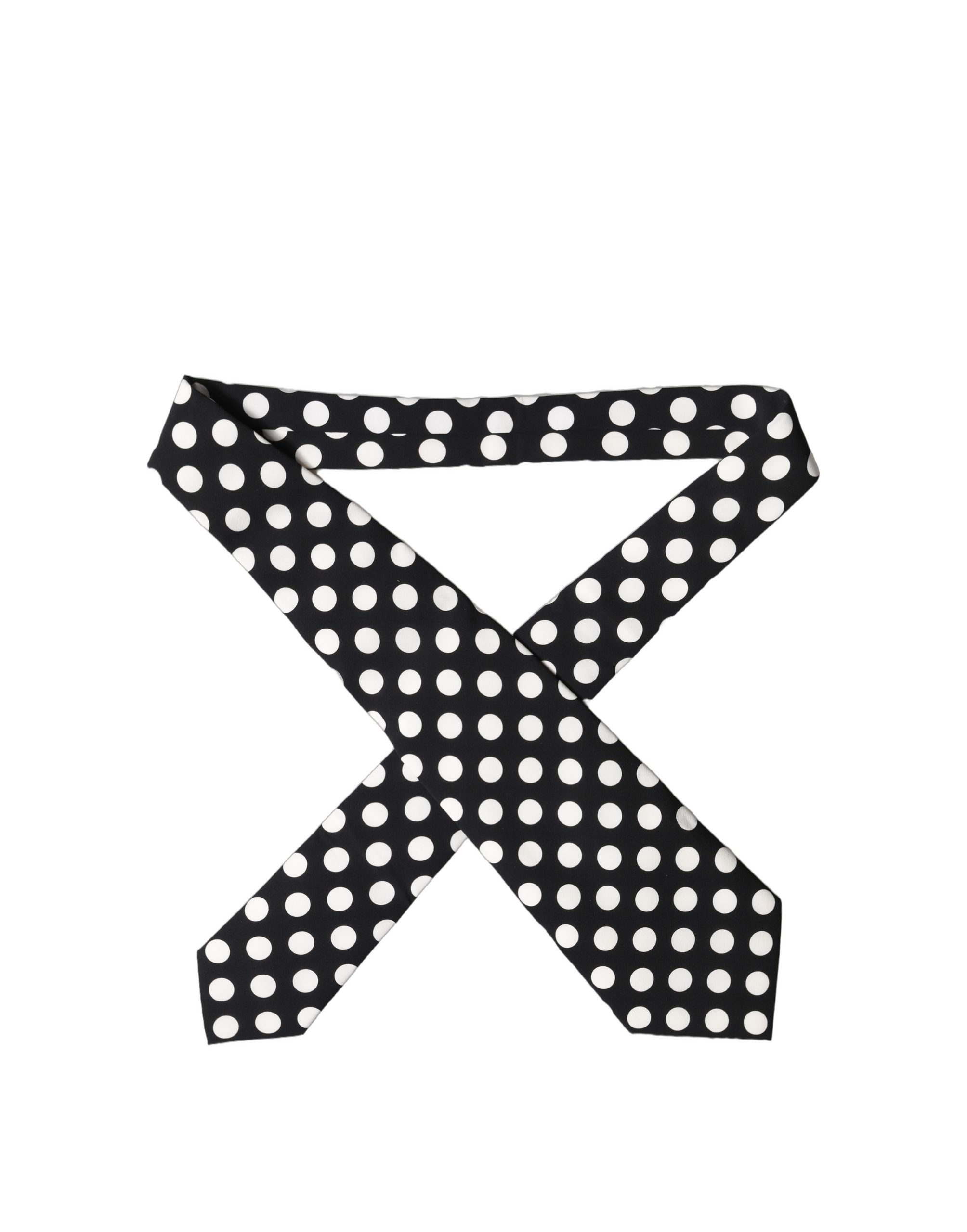 Dolce & Gabbana Black White Polka Dot Silk Adjustable Women Necktie Tie