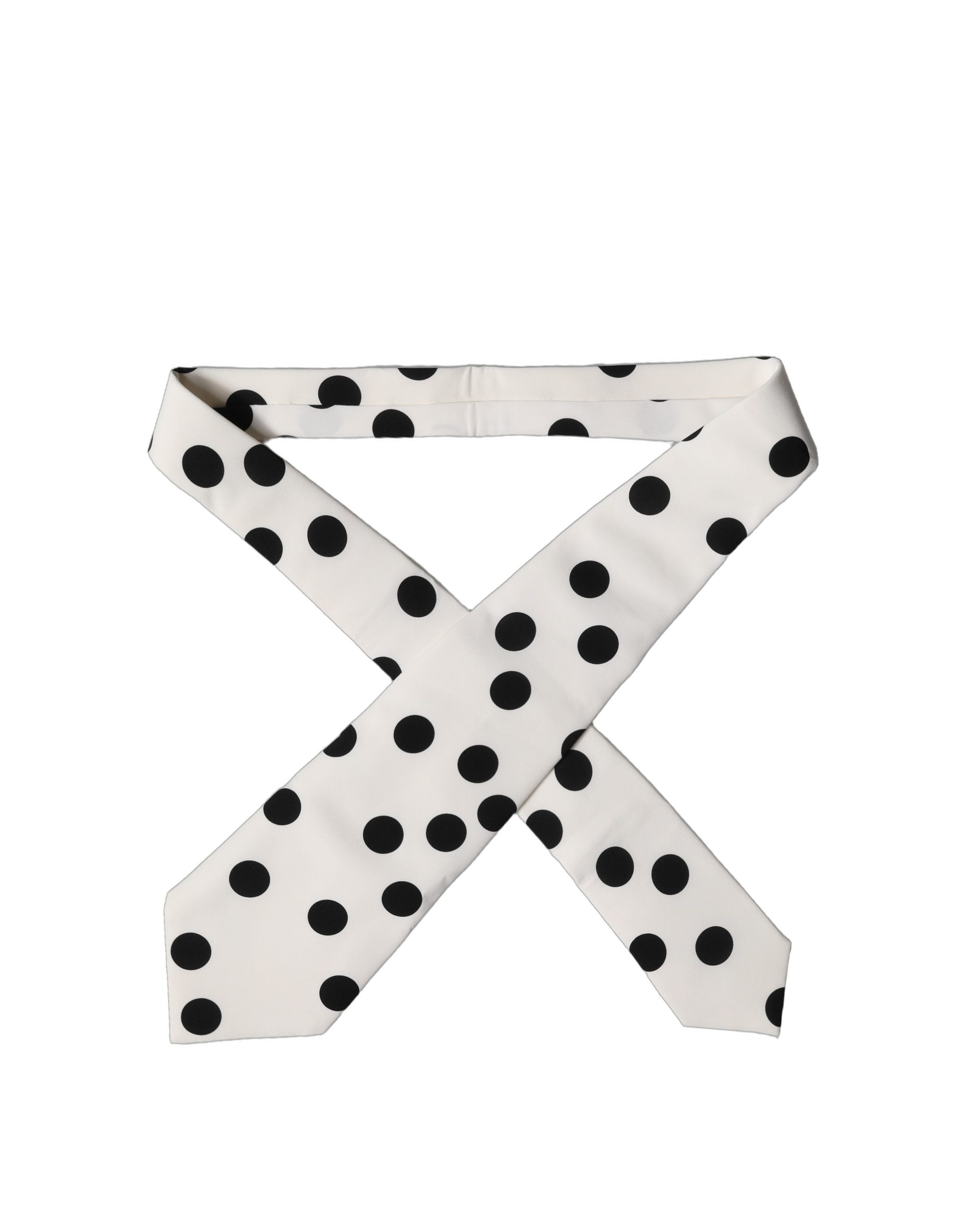 Dolce & Gabbana White Black Polka Dot Silk Adjustable Women Necktie Tie