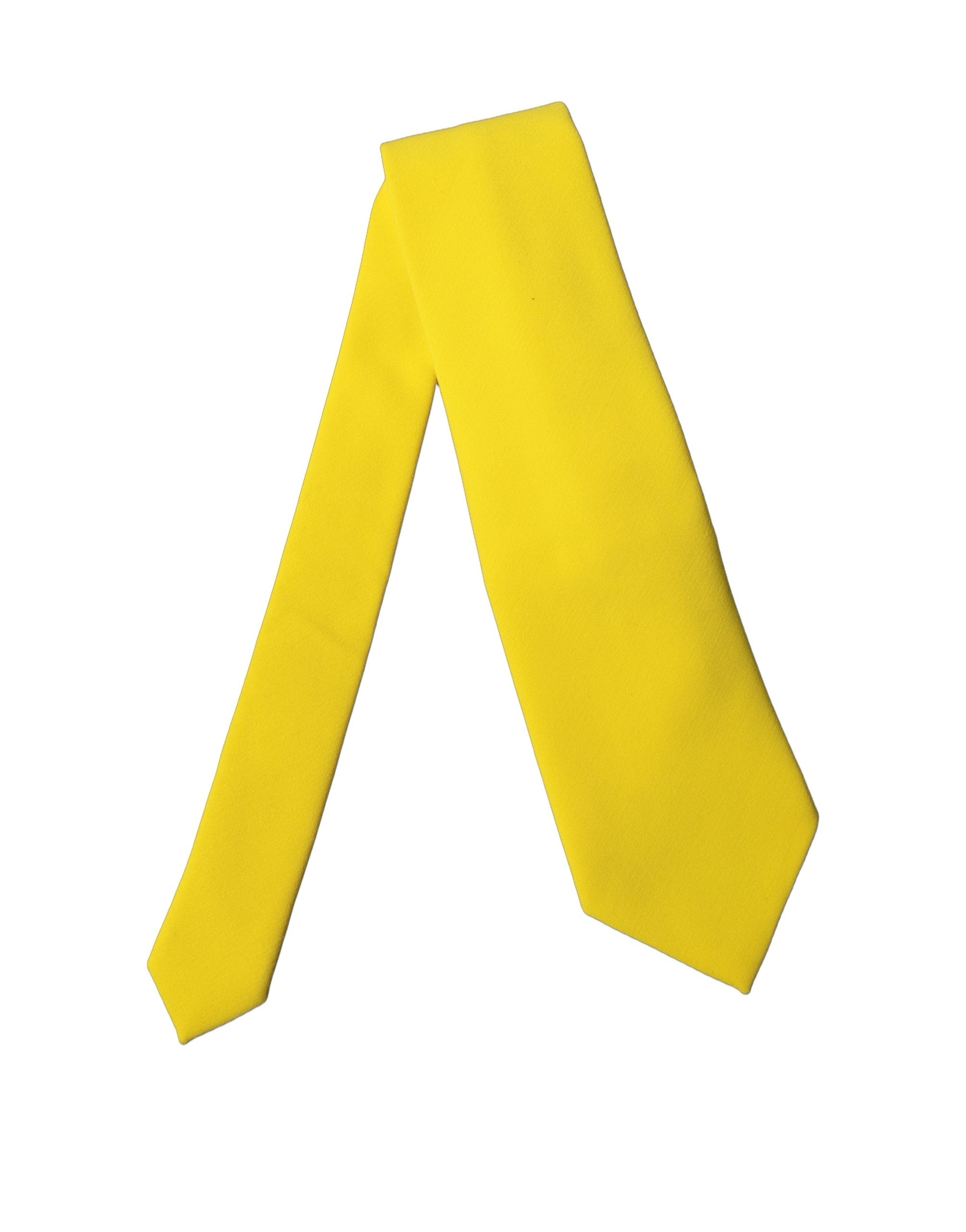 Dolce & Gabbana Yellow Solid Polyester Adjustable Women Tied Necktie Tie