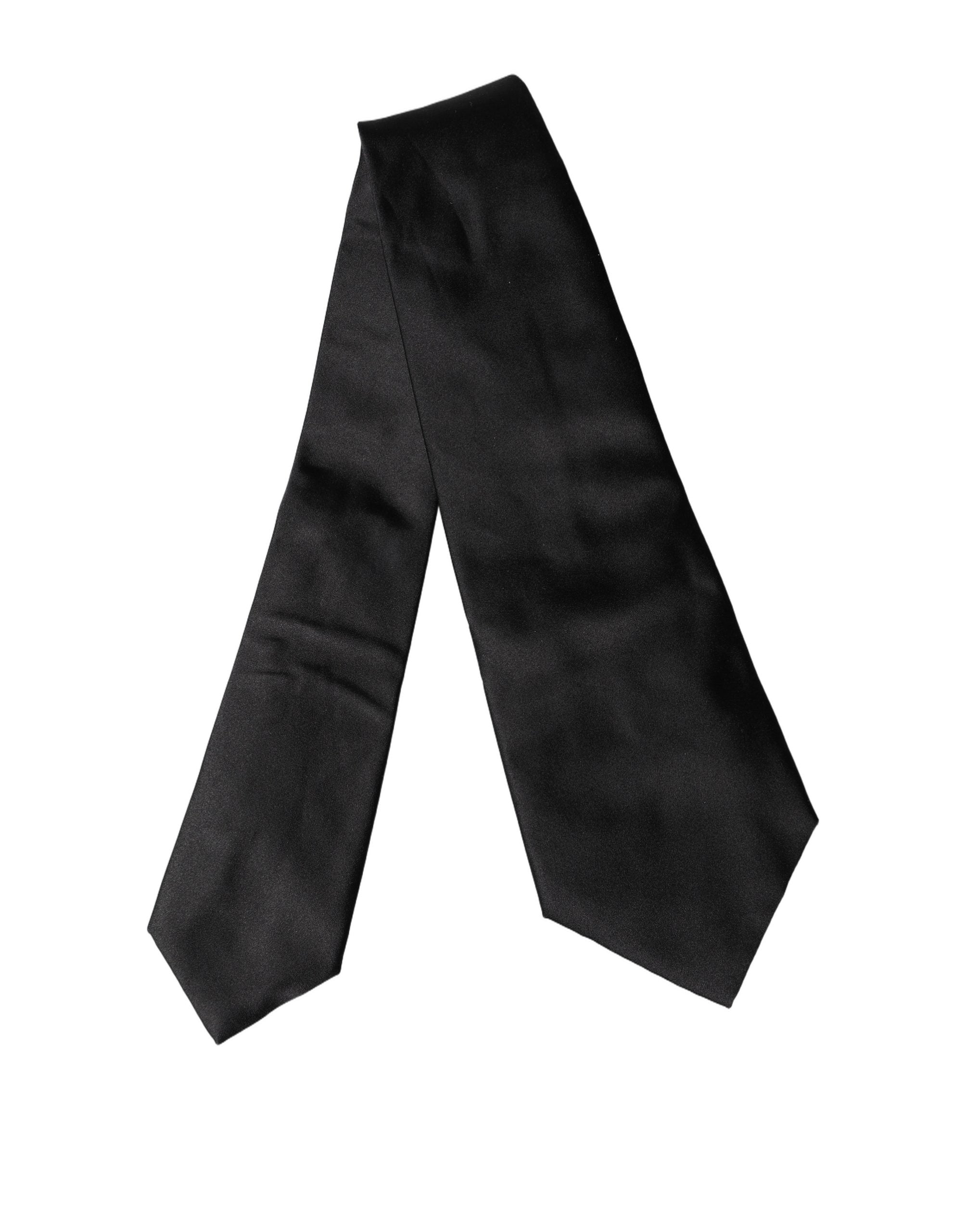 Dolce & Gabbana Black Satin Silk Blend Adjustable Women Tied Necktie Tie