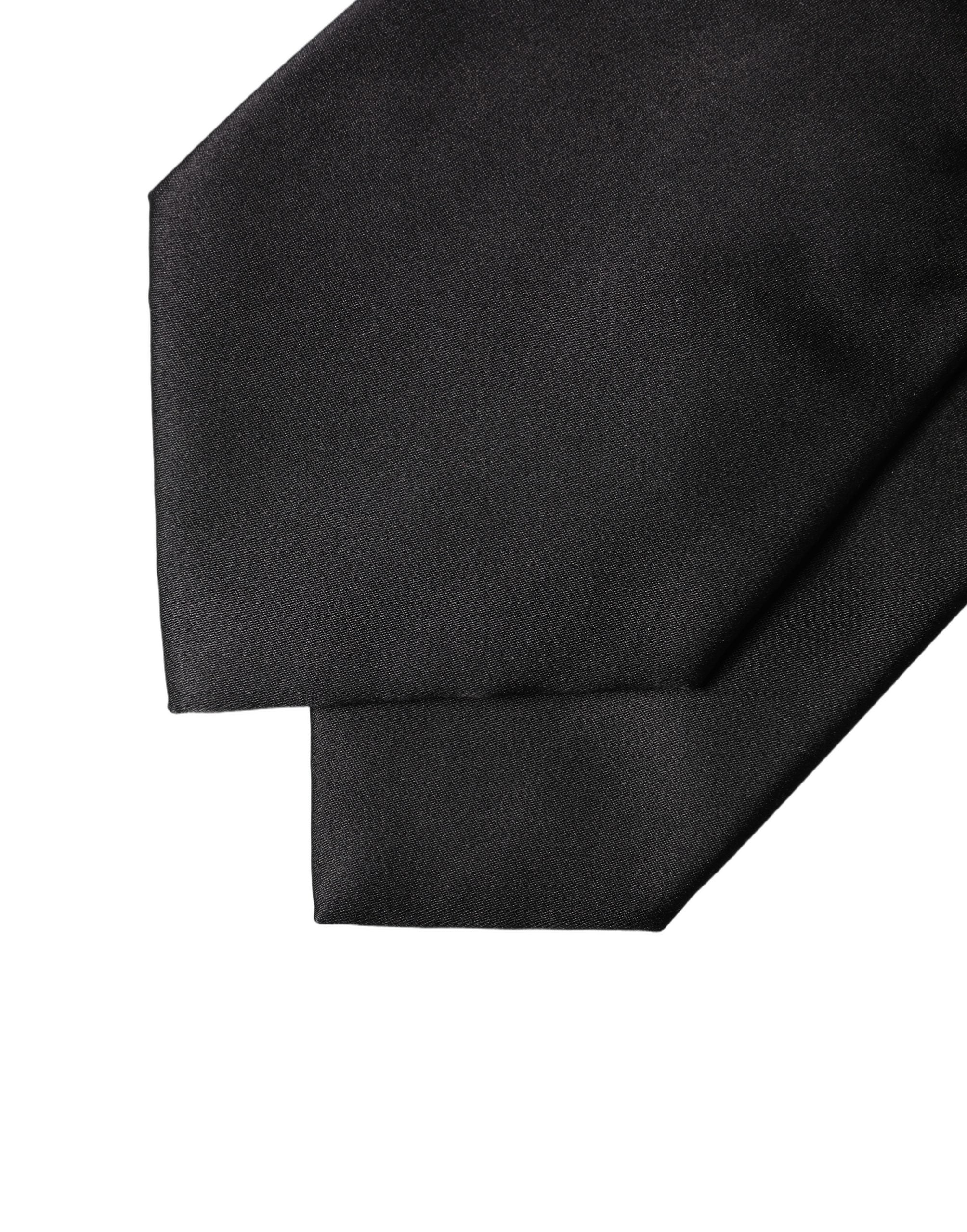 Dolce & Gabbana Black Satin Silk Blend Adjustable Women Tied Necktie Tie