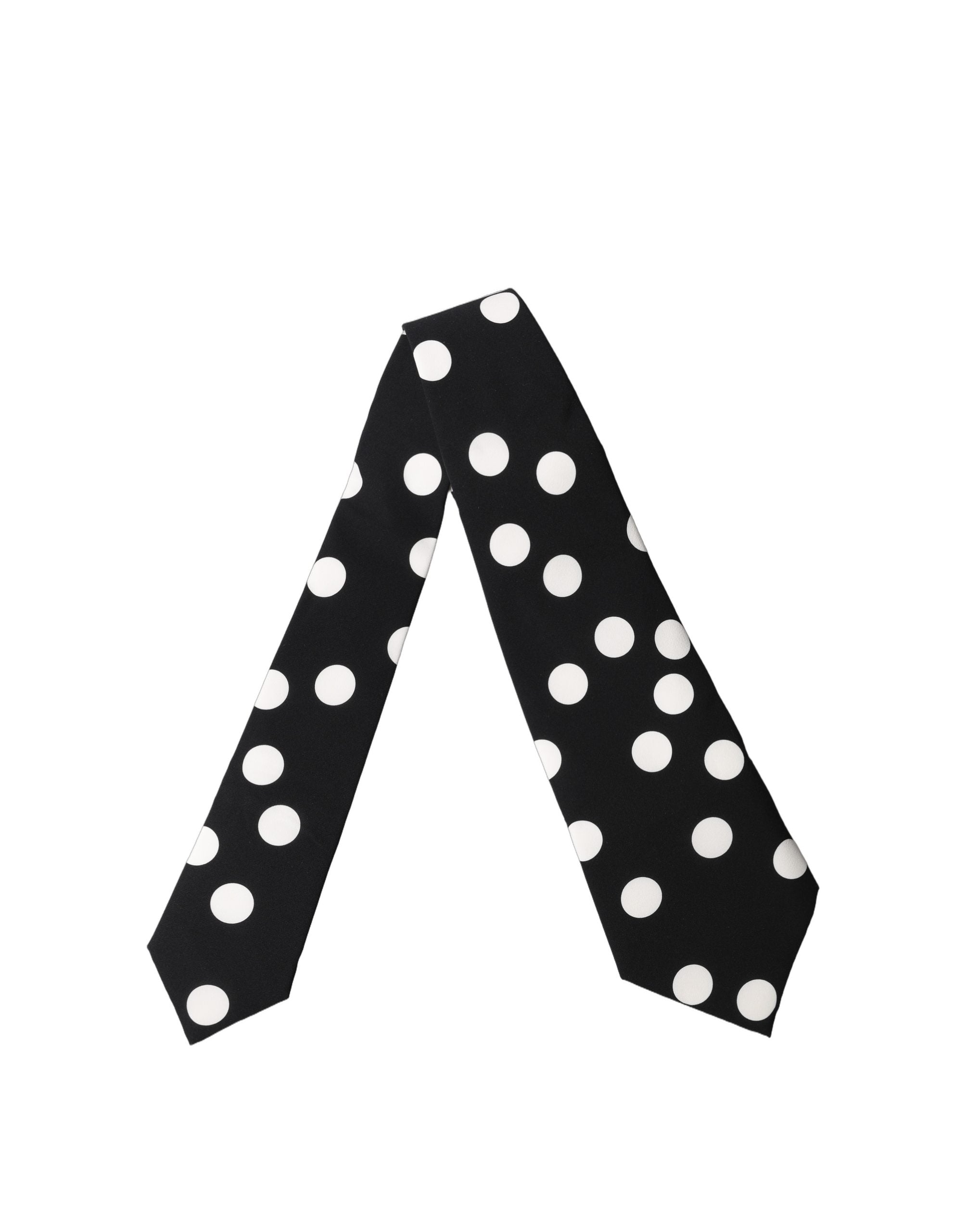Dolce & Gabbana Black White Polka Dot Silk Adjustable Women Necktie Tie