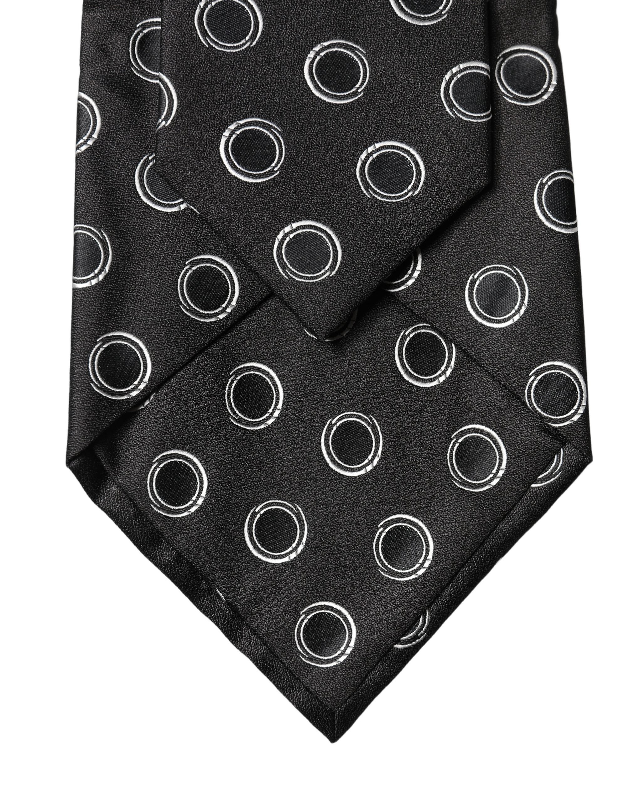 Dolce & Gabbana Black White Polka Dot Silk Adjustable Women Necktie Tie