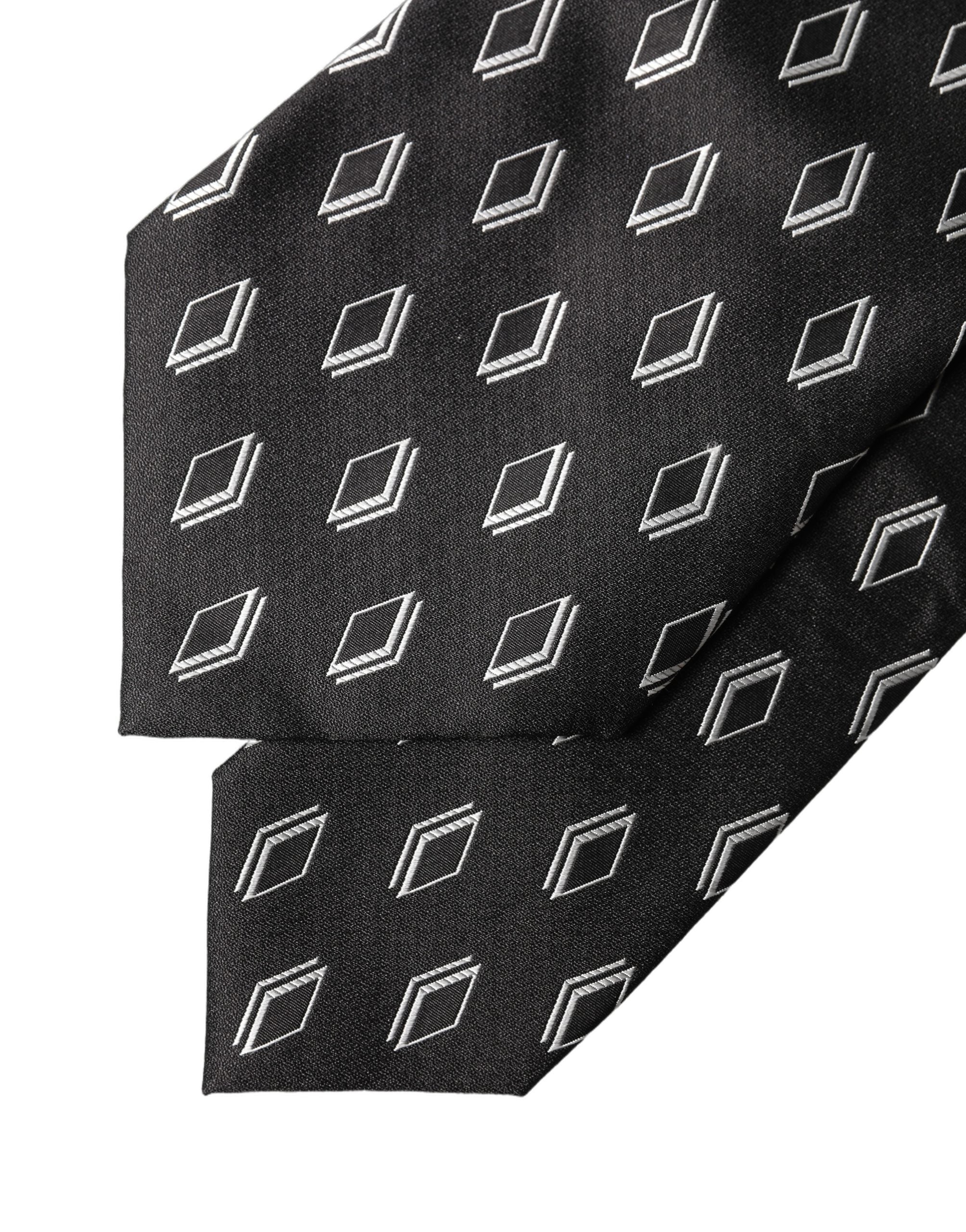 Dolce & Gabbana Black Patterned Silk Adjustable Women Tied Necktie Tie