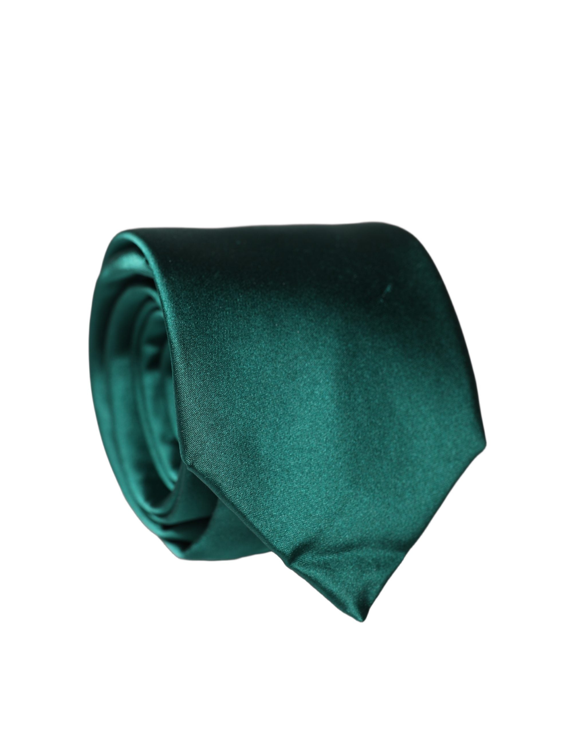 Dolce & Gabbana Dark Green Satin Silk Adjustable Women Tied Necktie Tie