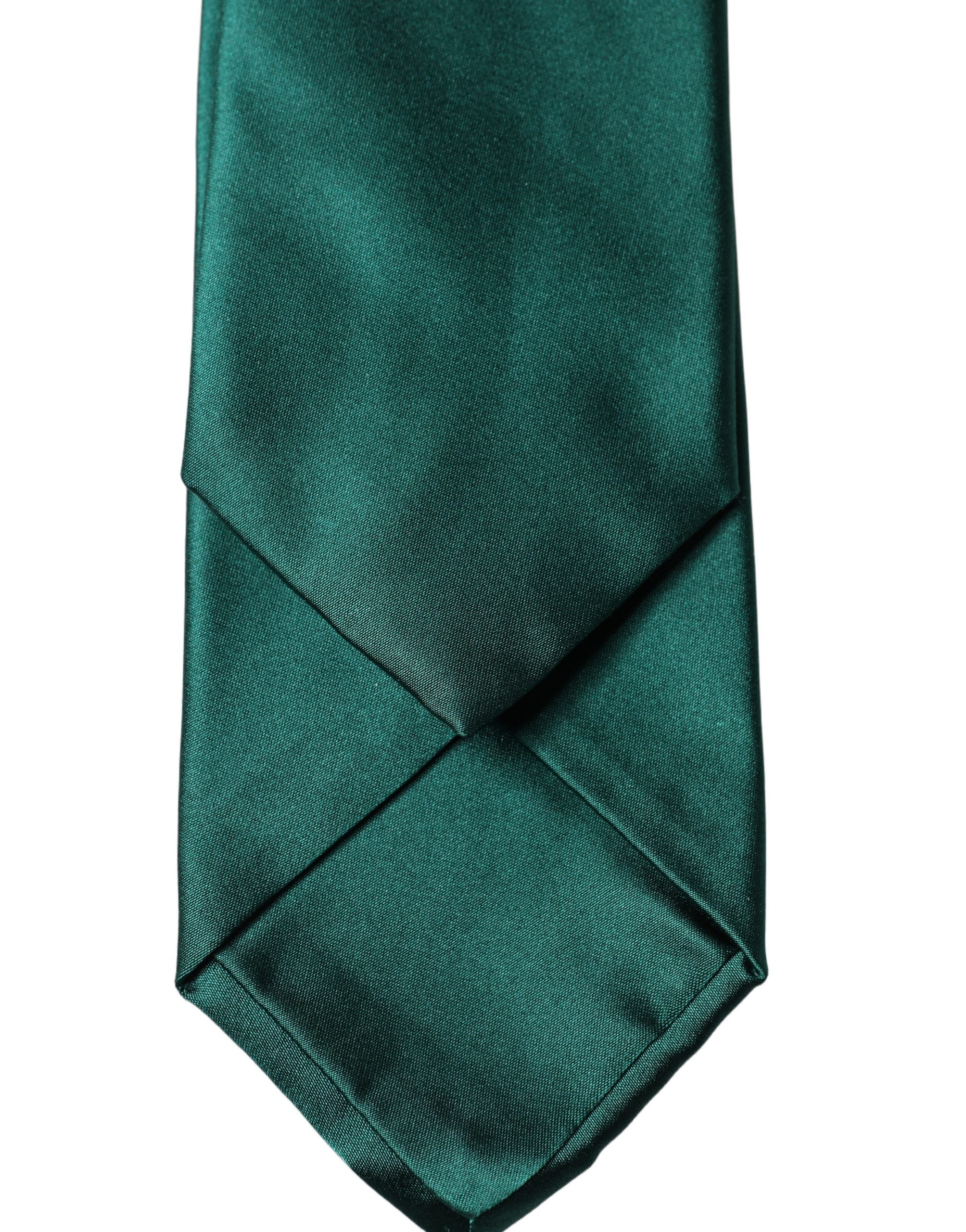 Dolce & Gabbana Dark Green Satin Silk Adjustable Women Tied Necktie Tie