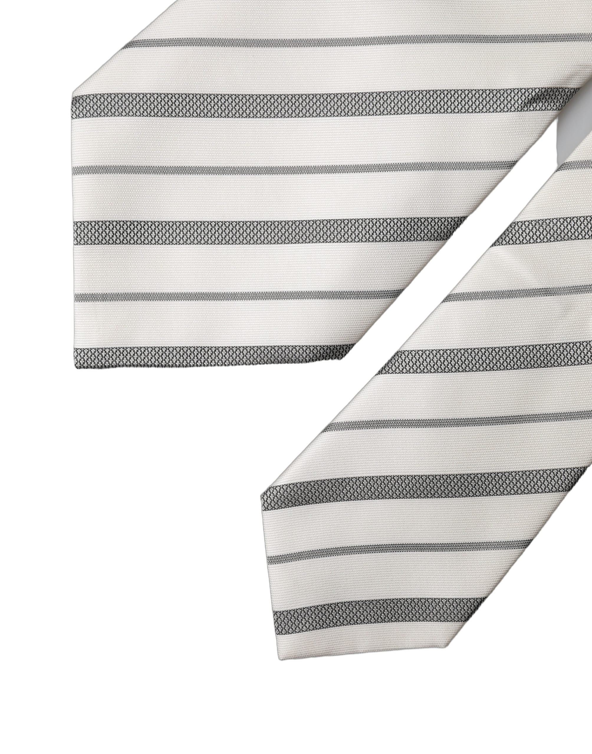 Dolce & Gabbana Black White Stripes Silk Adjustable Women Necktie Tie