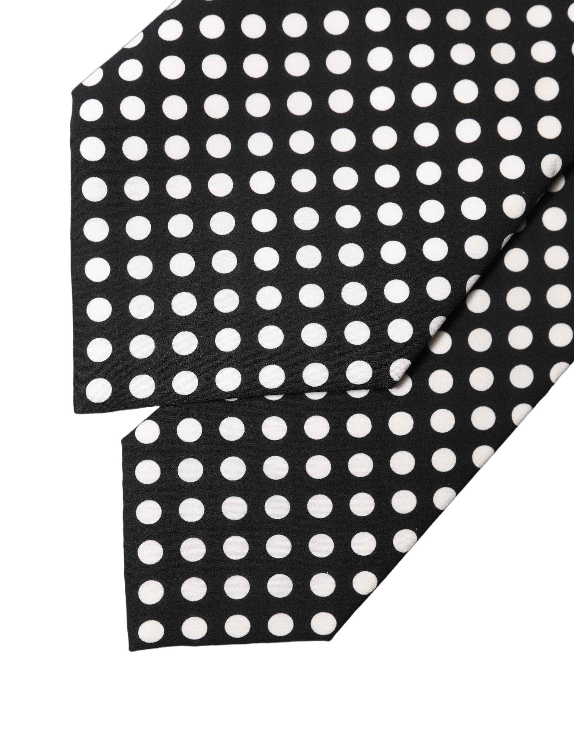 Dolce & Gabbana Black White Polka Dot Silk Adjustable Women Necktie Tie