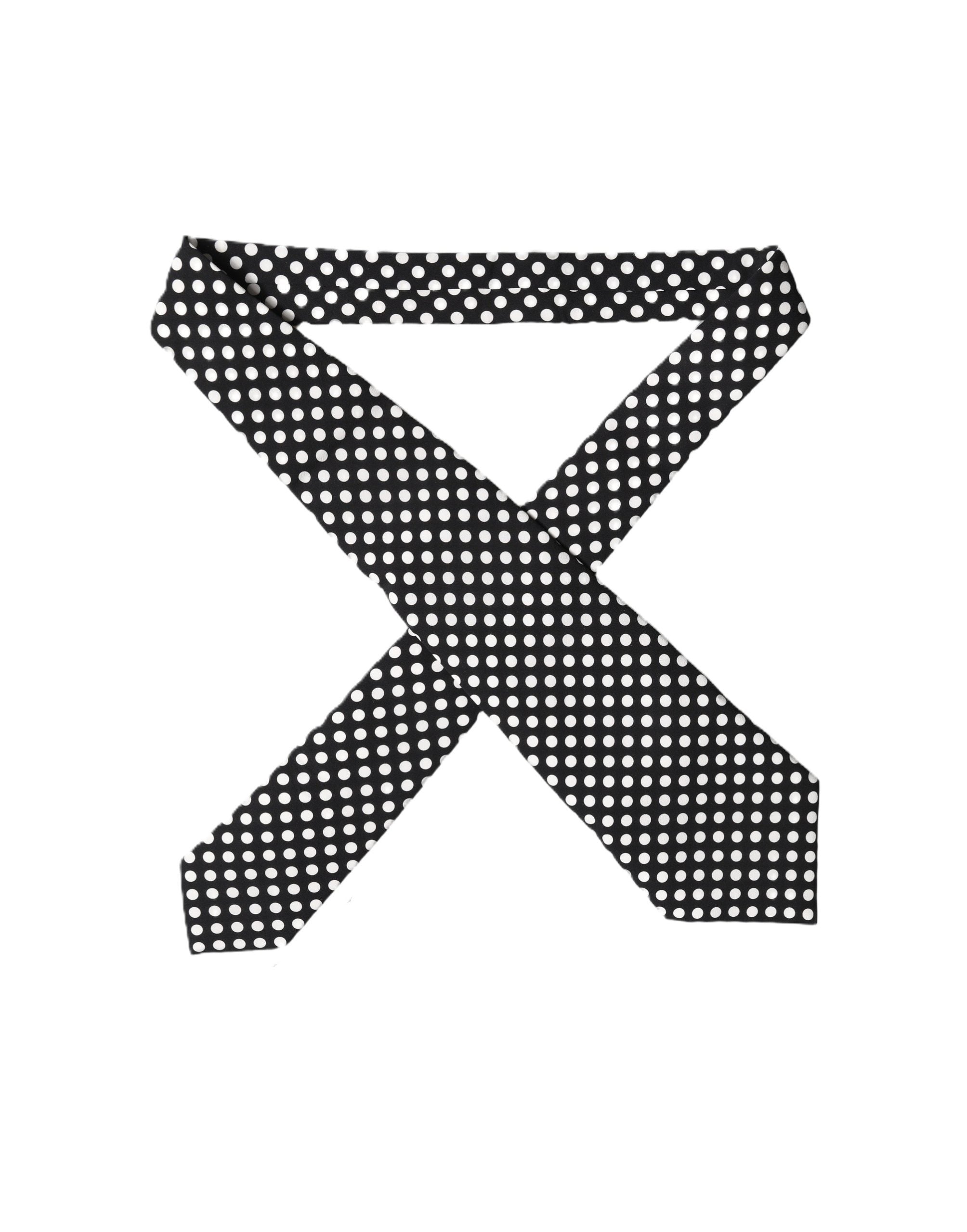 Dolce & Gabbana Black White Polka Dot Silk Adjustable Women Necktie Tie