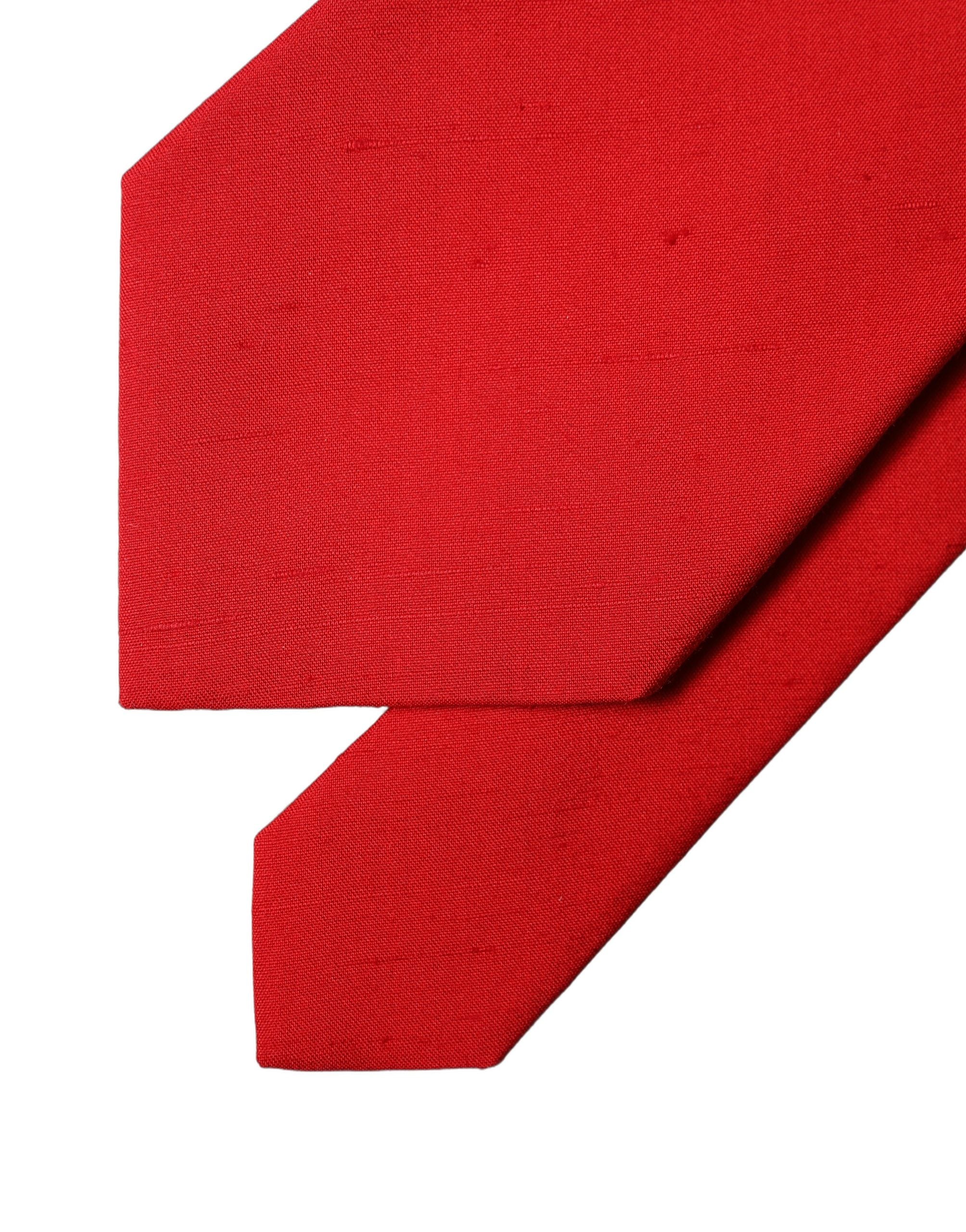 Dolce & Gabbana Red Solid Silk Cotton Adjustable Women Necktie Tie