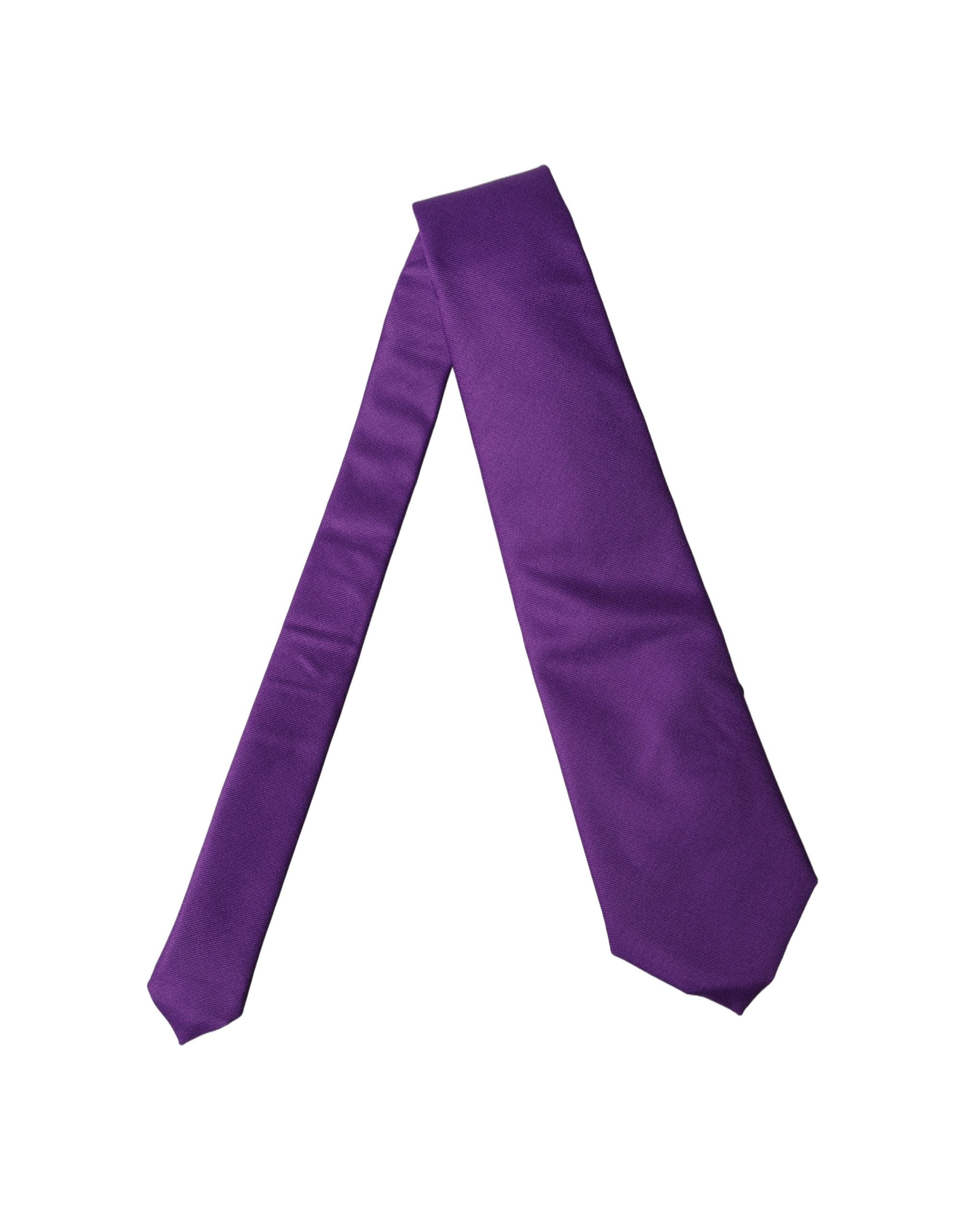 Dolce & Gabbana Purple Polyester Satin Adjustable Women Tied Necktie Tie
