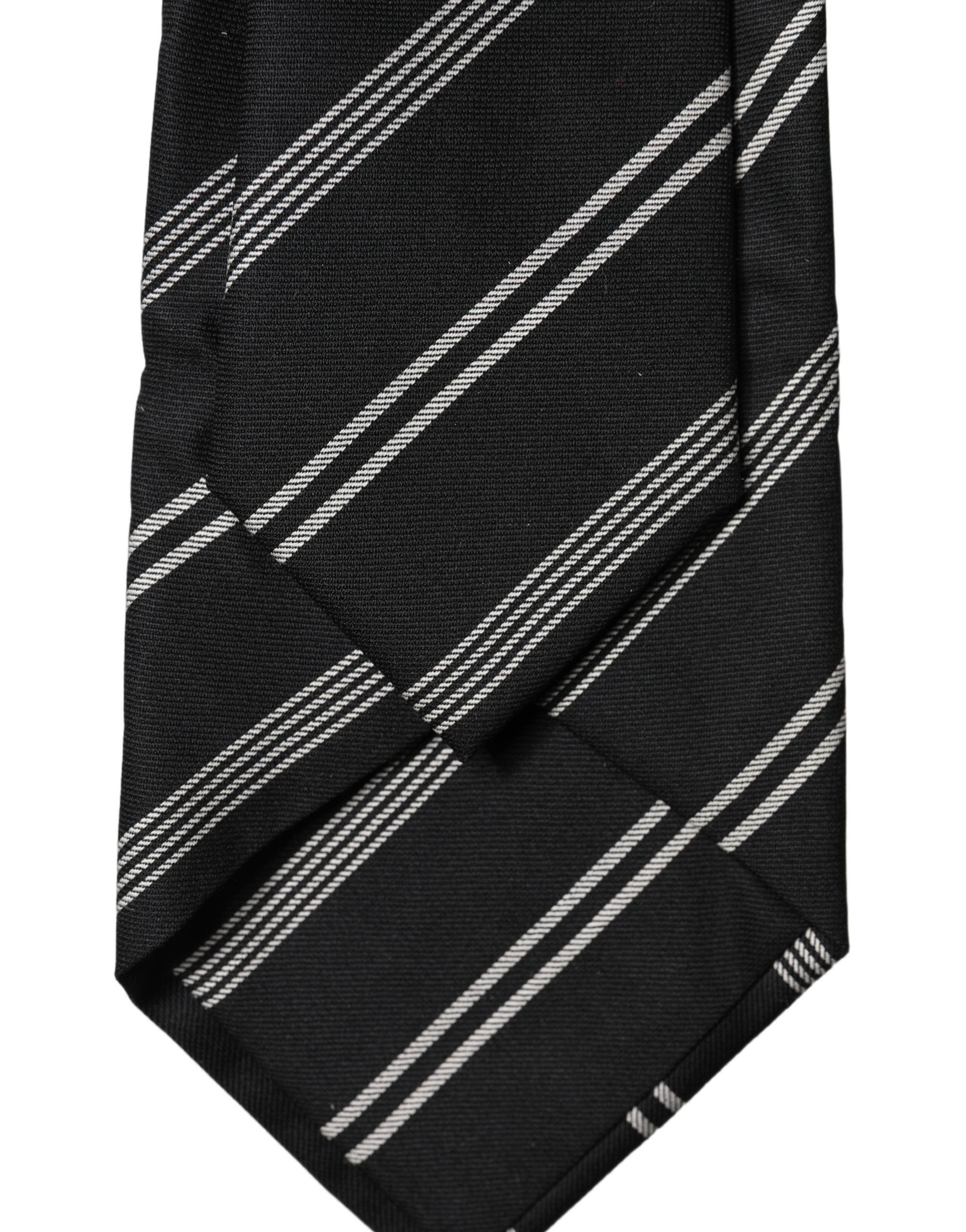 Dolce & Gabbana Black White Stripes Silk Adjustable Women Necktie Tie