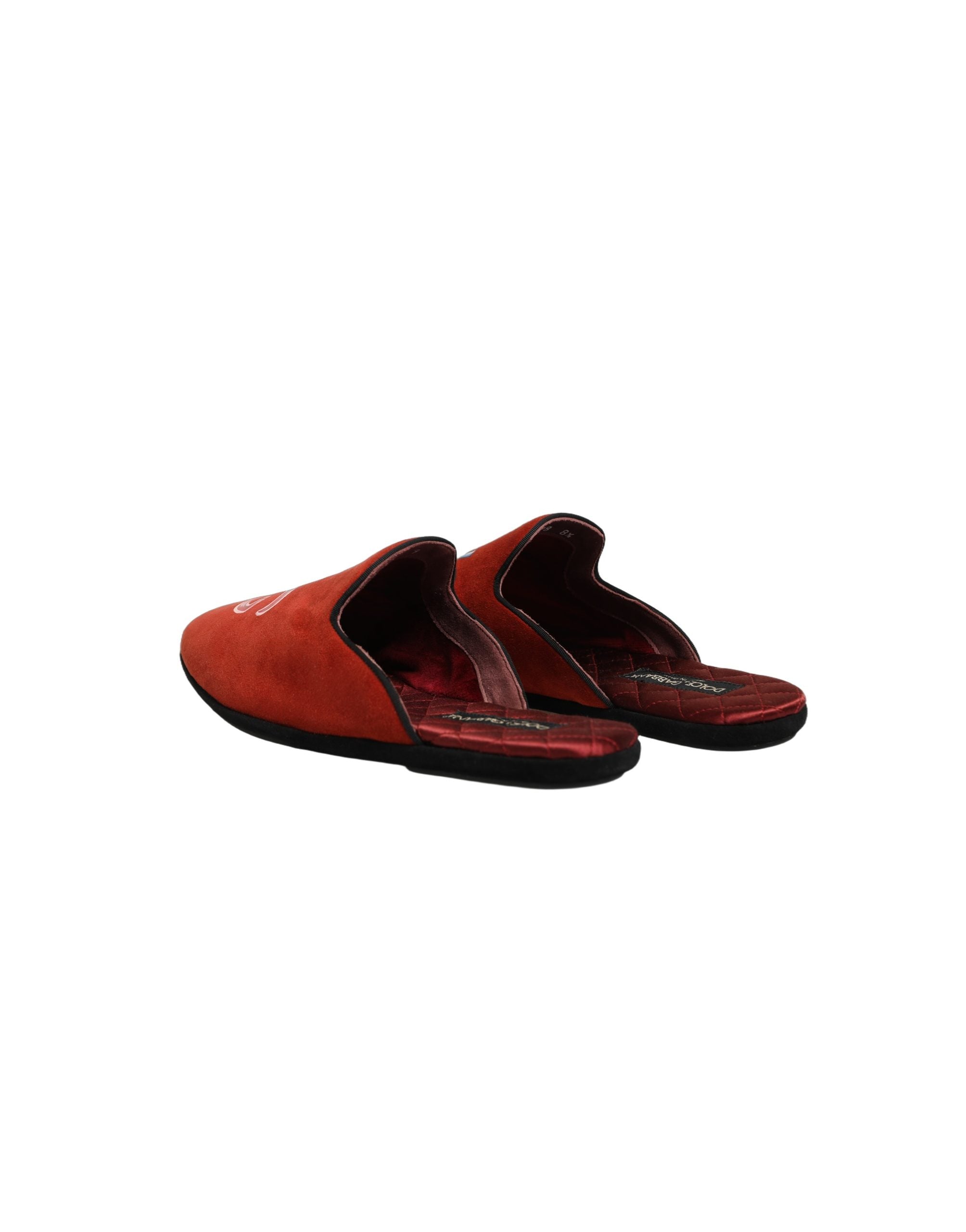 Dolce & Gabbana Red Suede DG King Men House Slipper Shoes