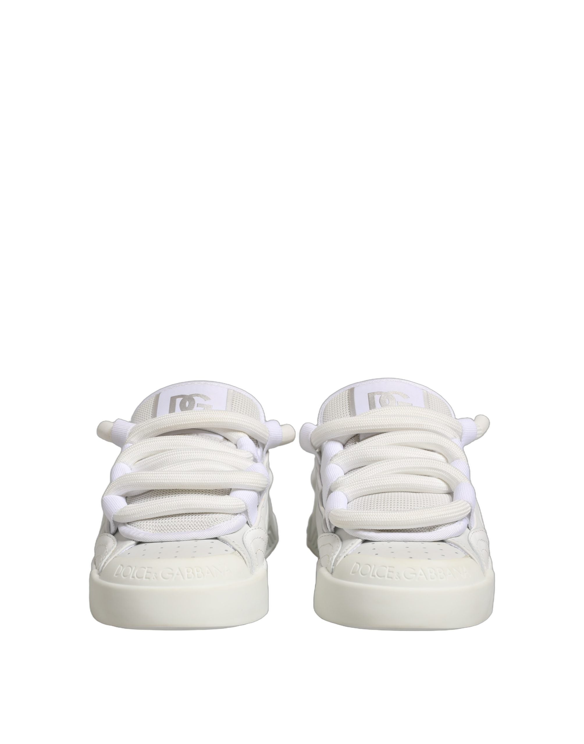 Dolce & Gabbana White Calfskin Leather Low Top Sneakers Shoes