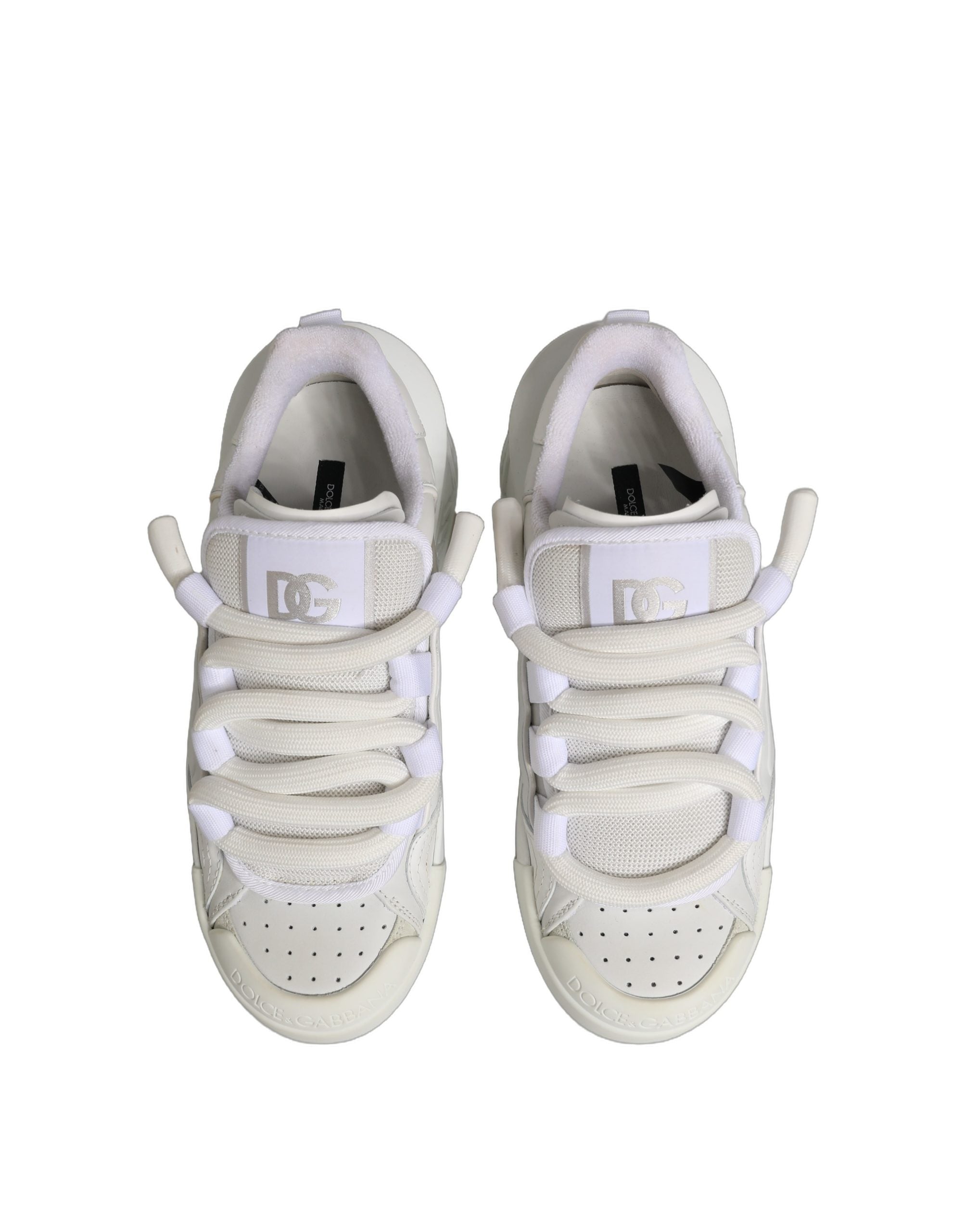 Dolce & Gabbana White Calfskin Leather Low Top Sneakers Shoes
