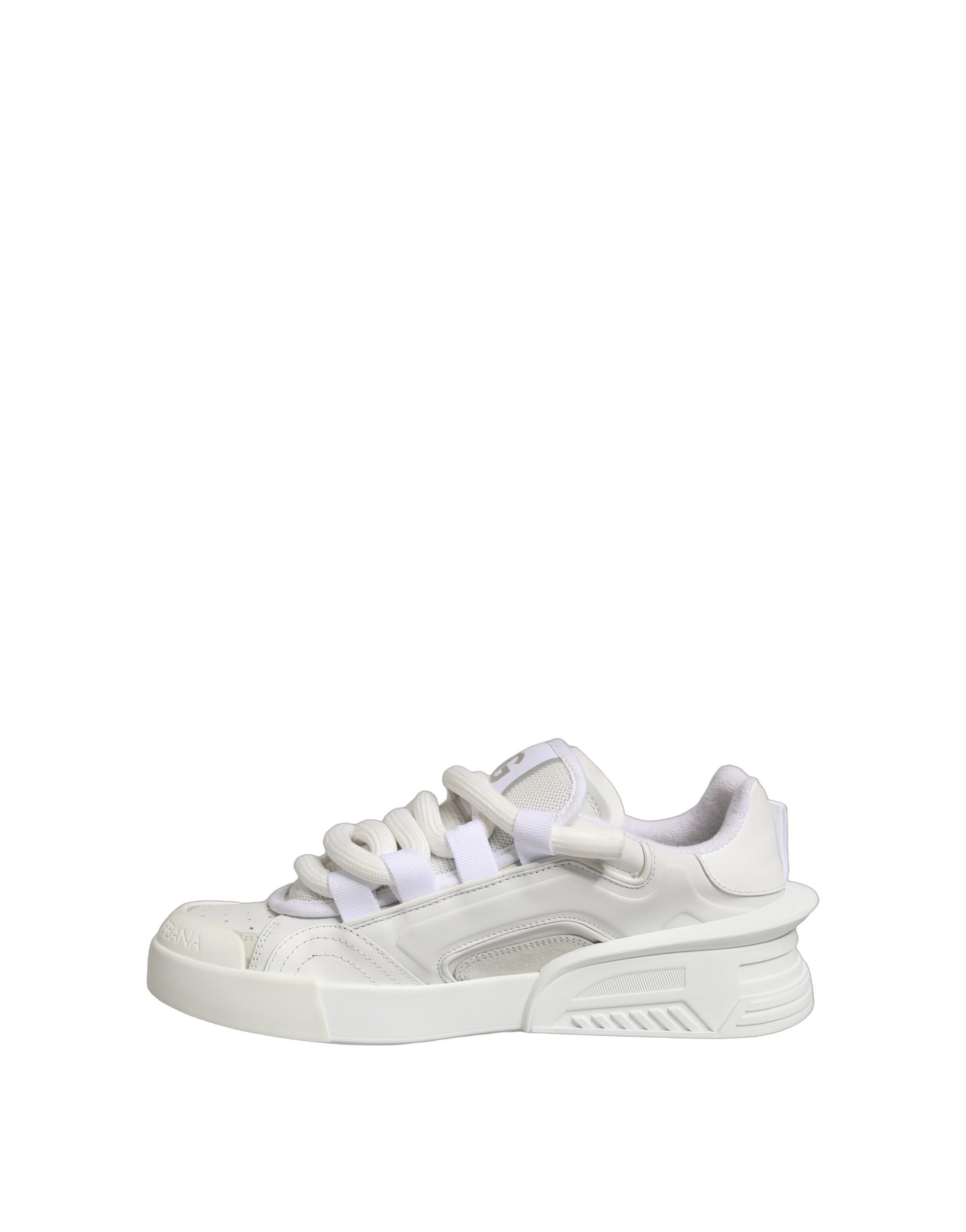 Dolce & Gabbana White Calfskin Leather Low Top Sneakers Shoes