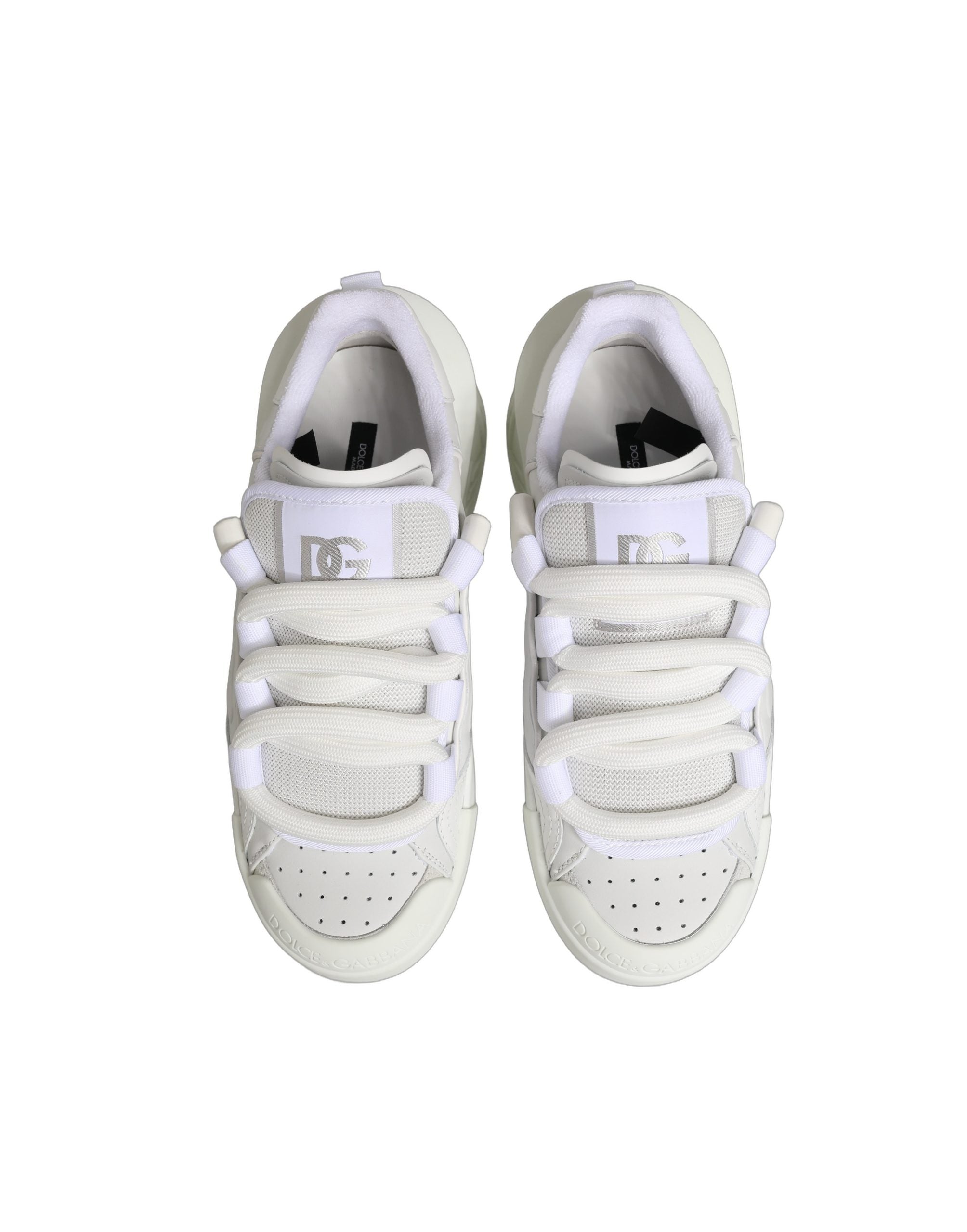 Dolce & Gabbana White Calfskin Leather Low Top Sneakers Shoes