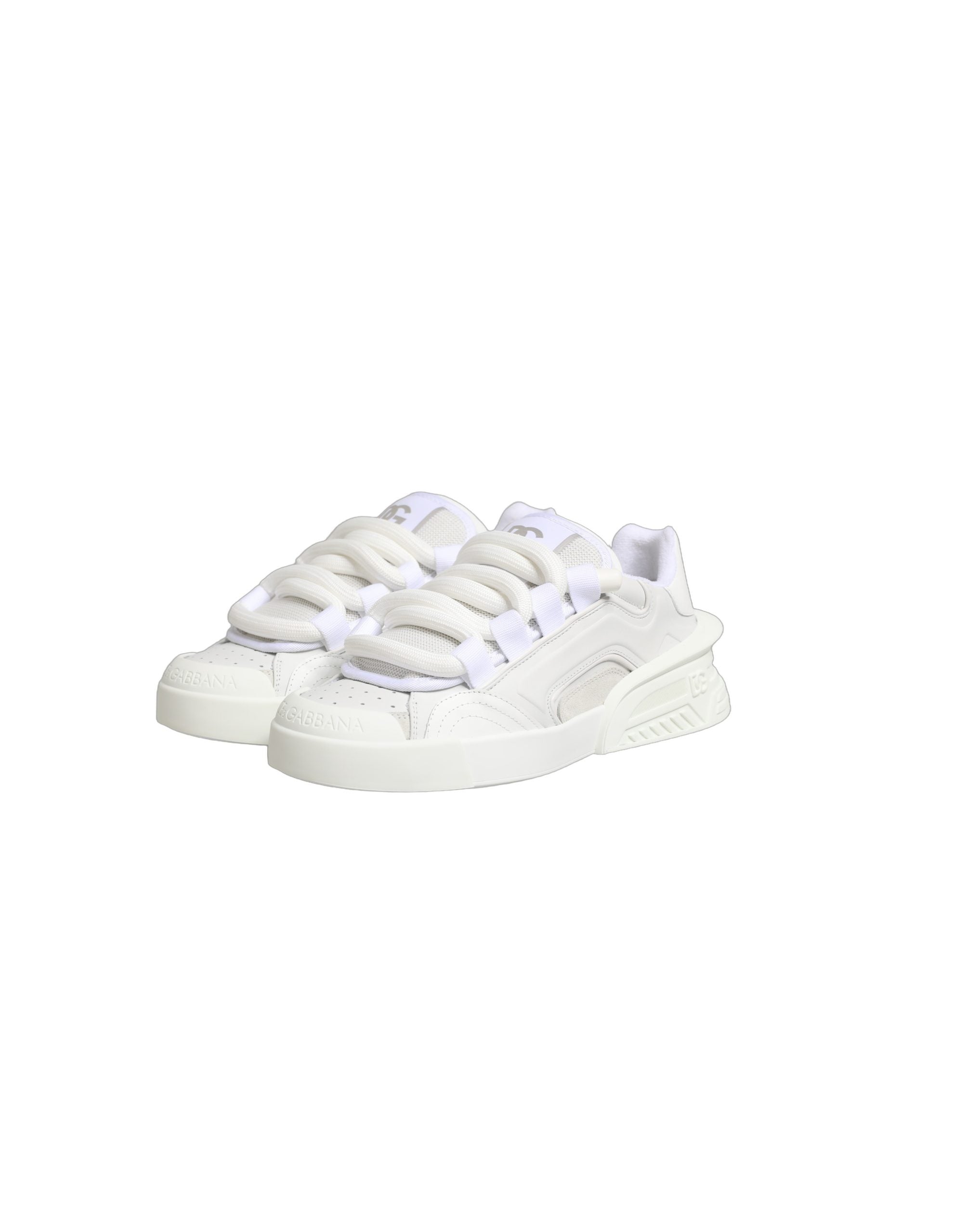 Dolce & Gabbana White Calfskin Leather Low Top Sneakers Shoes