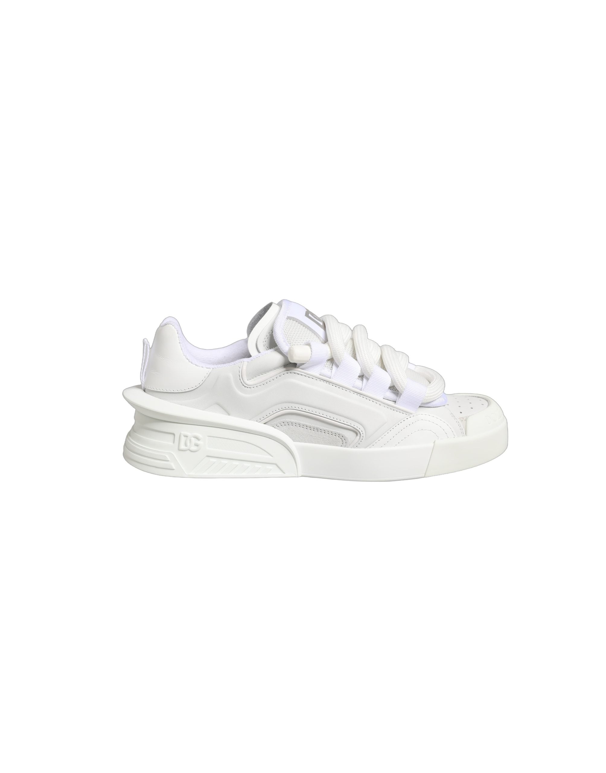 Dolce & Gabbana White Calfskin Leather Low Top Sneakers Shoes