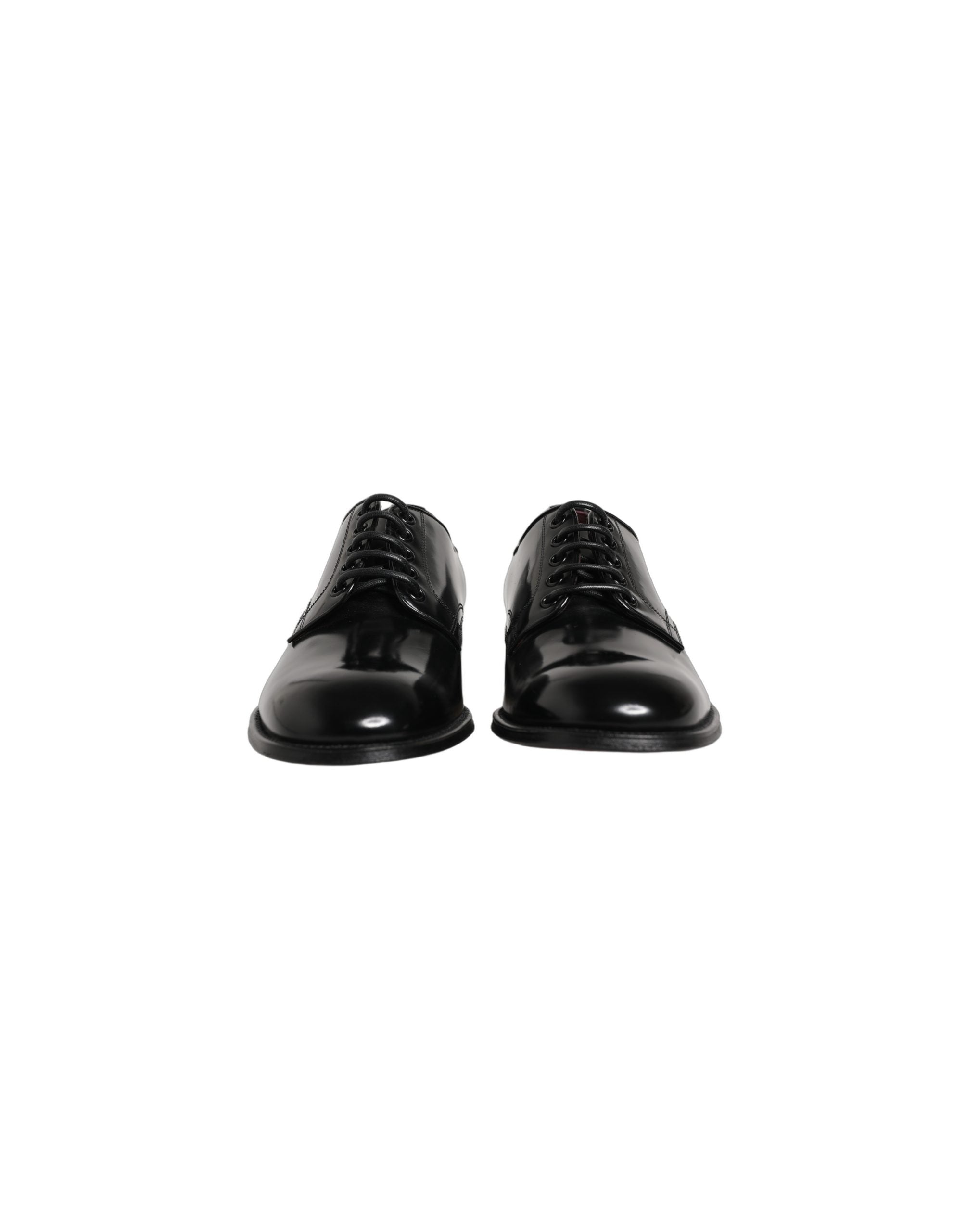 Dolce & Gabbana Black Calfskin Leather Derby Men Dress Shoes