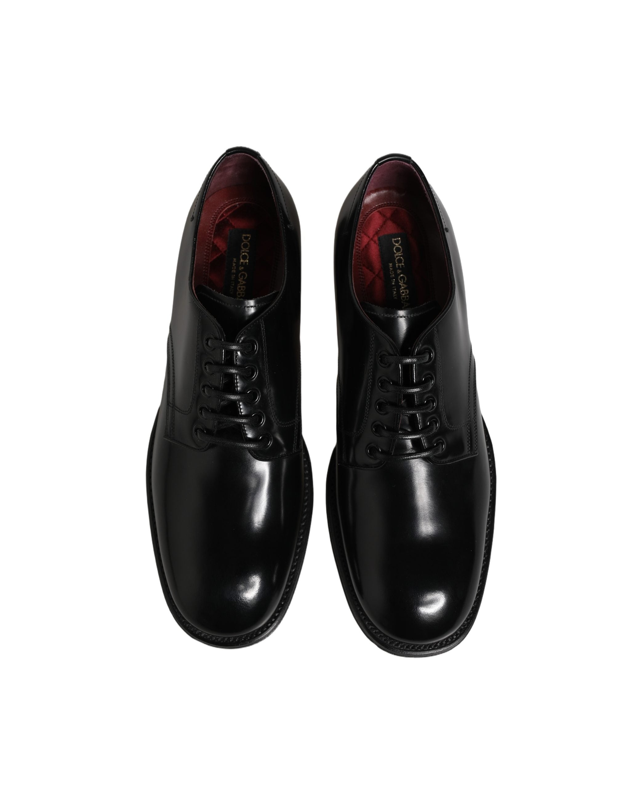 Dolce & Gabbana Black Calfskin Leather Derby Men Dress Shoes