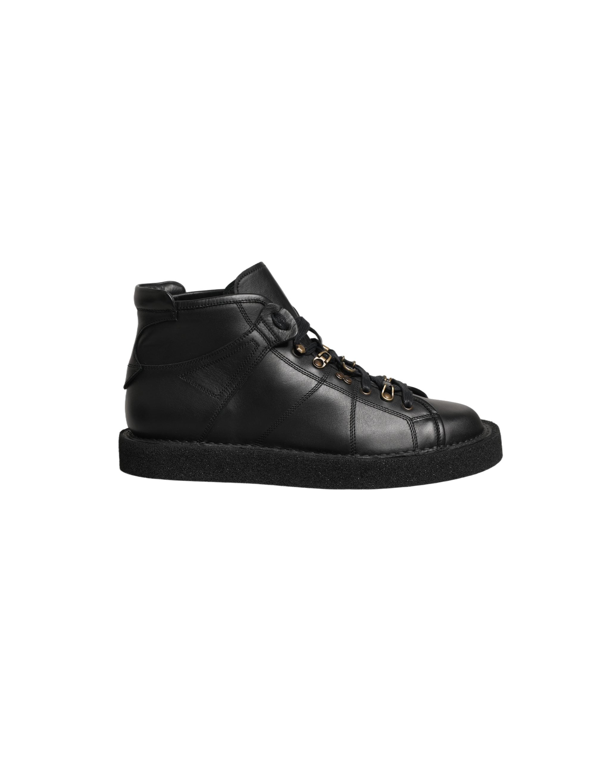 Dolce & Gabbana Black Leather Lace Up Men Ankle Boots Shoes