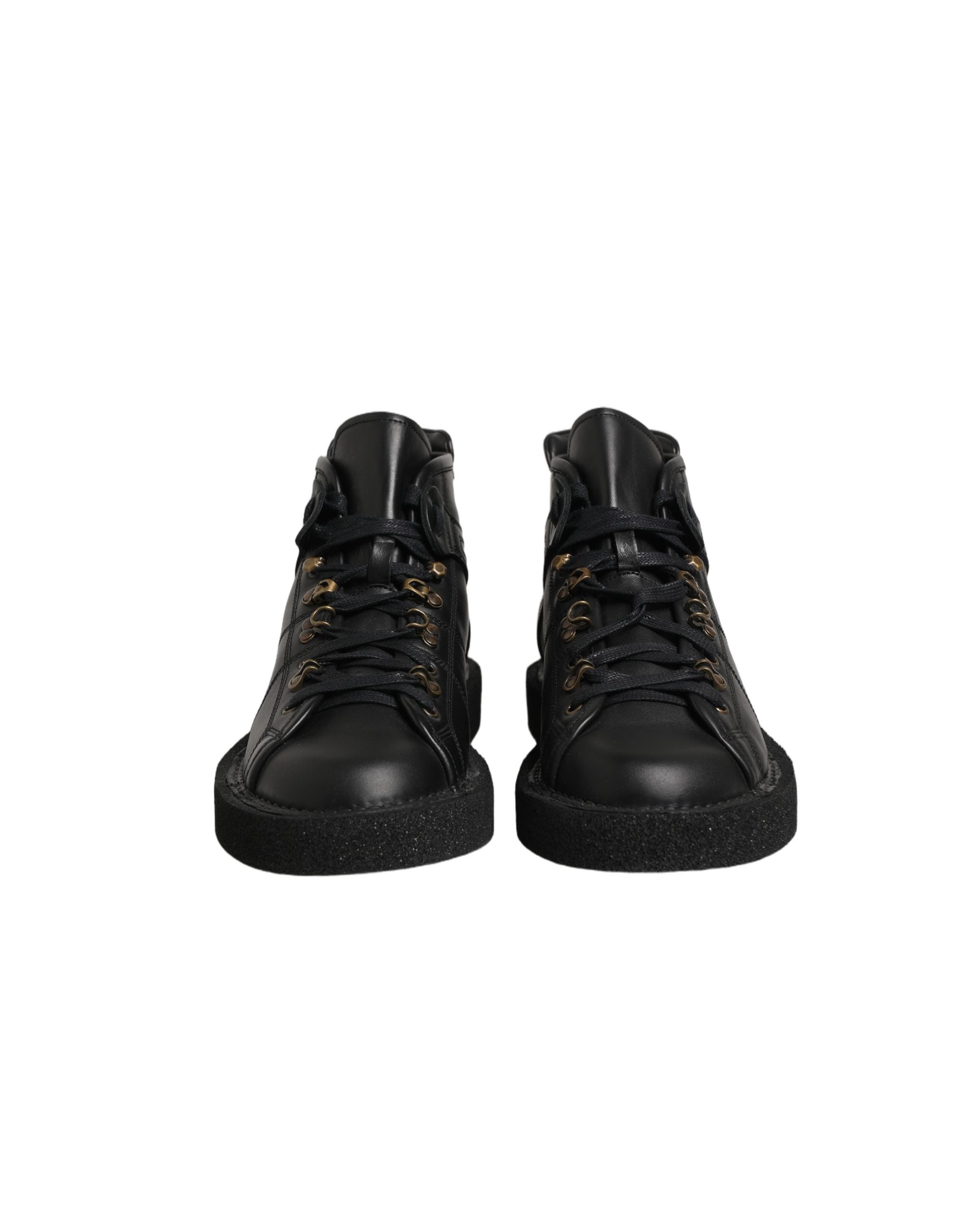 Dolce & Gabbana Black Leather Lace Up Men Ankle Boots Shoes