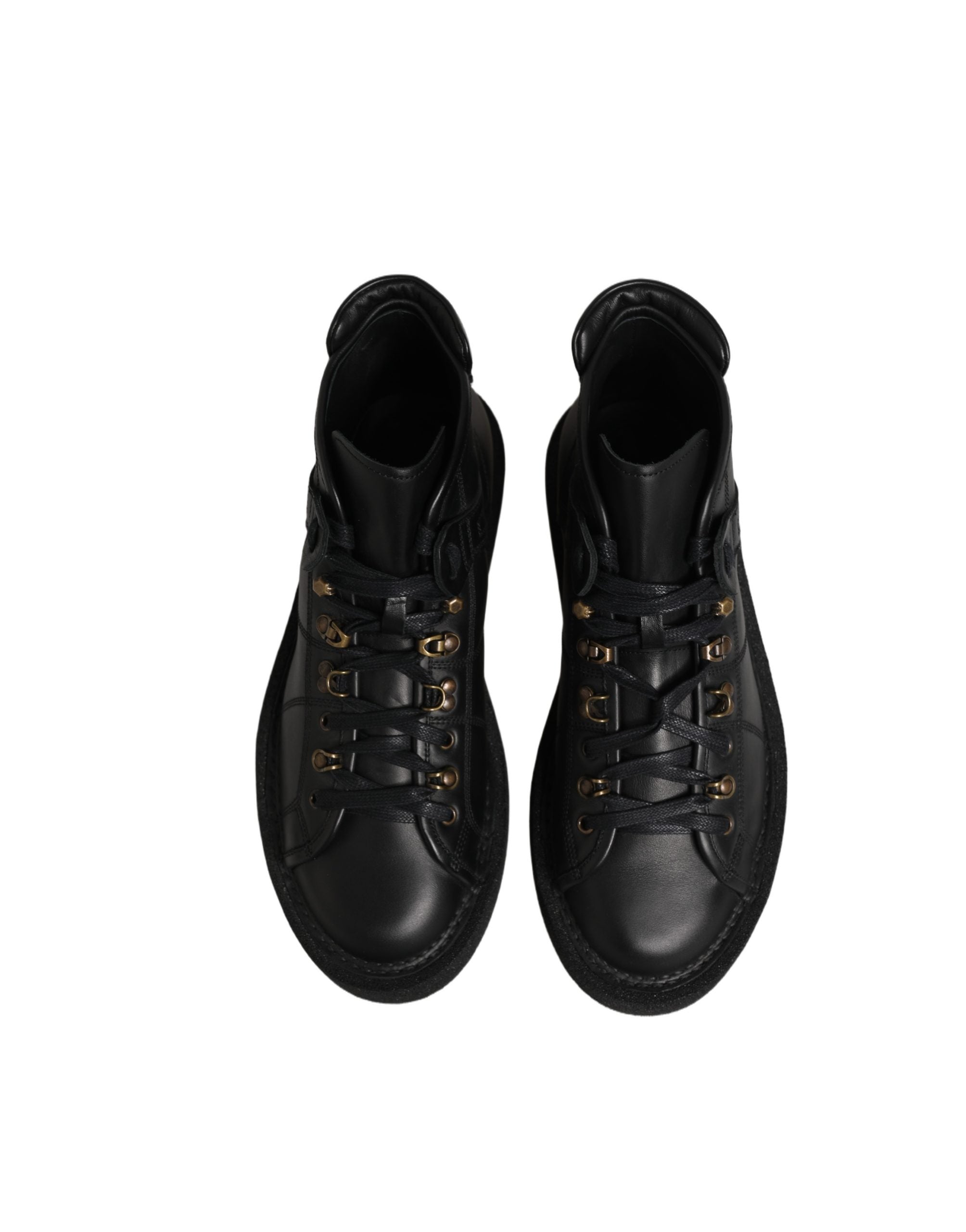Dolce & Gabbana Black Leather Lace Up Men Ankle Boots Shoes