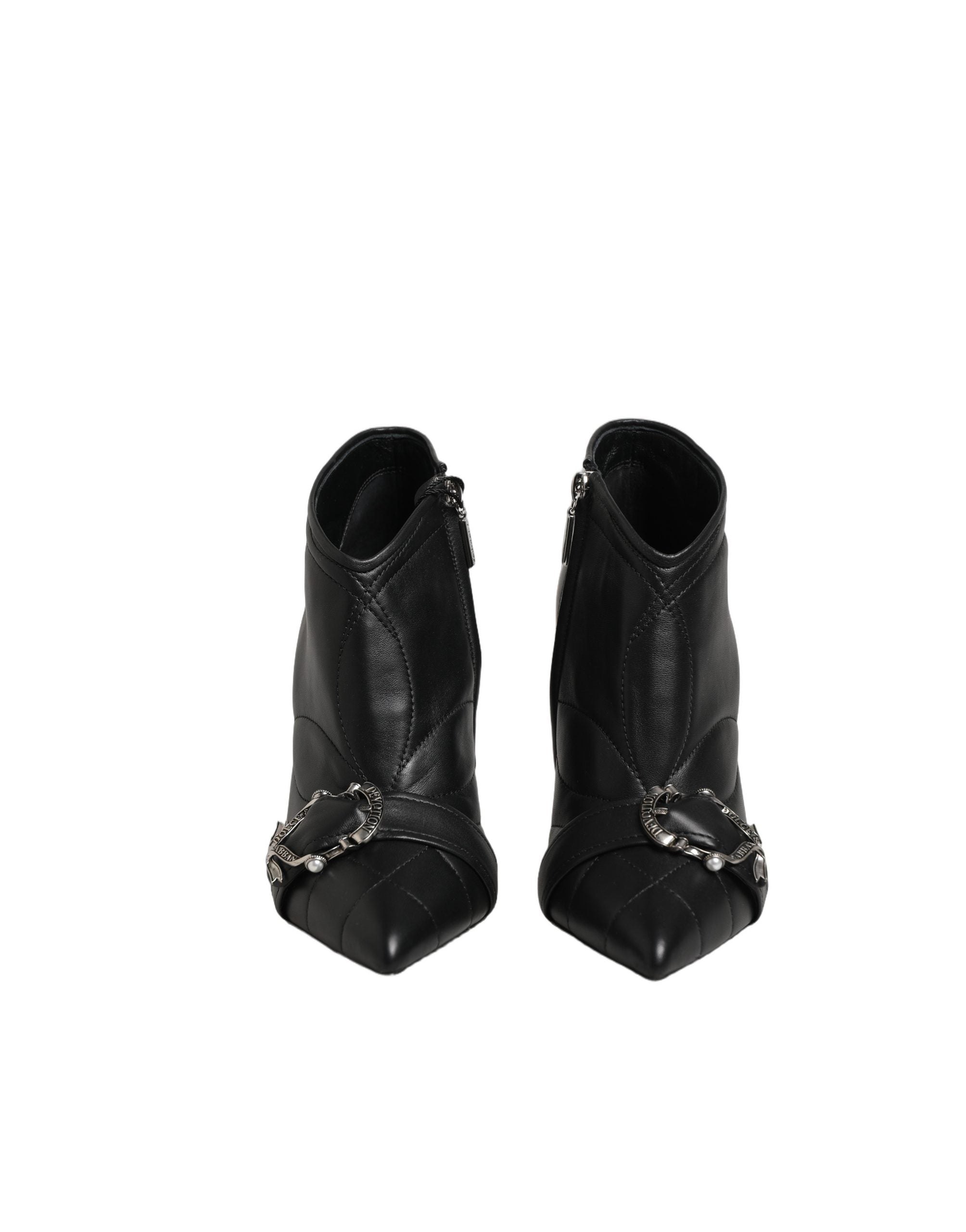 Dolce & Gabbana Black Devotion Quilted Buckled Boots Shoes
