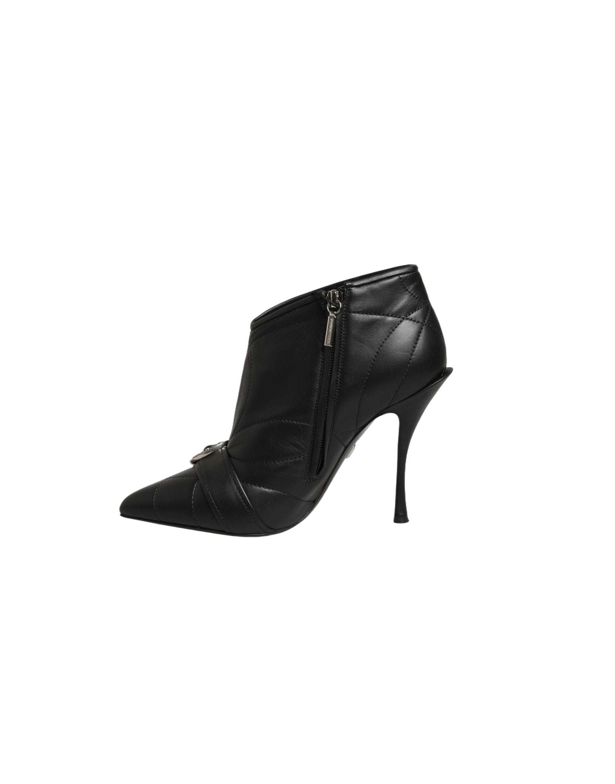 Dolce & Gabbana Black Devotion Quilted Buckled Boots Shoes
