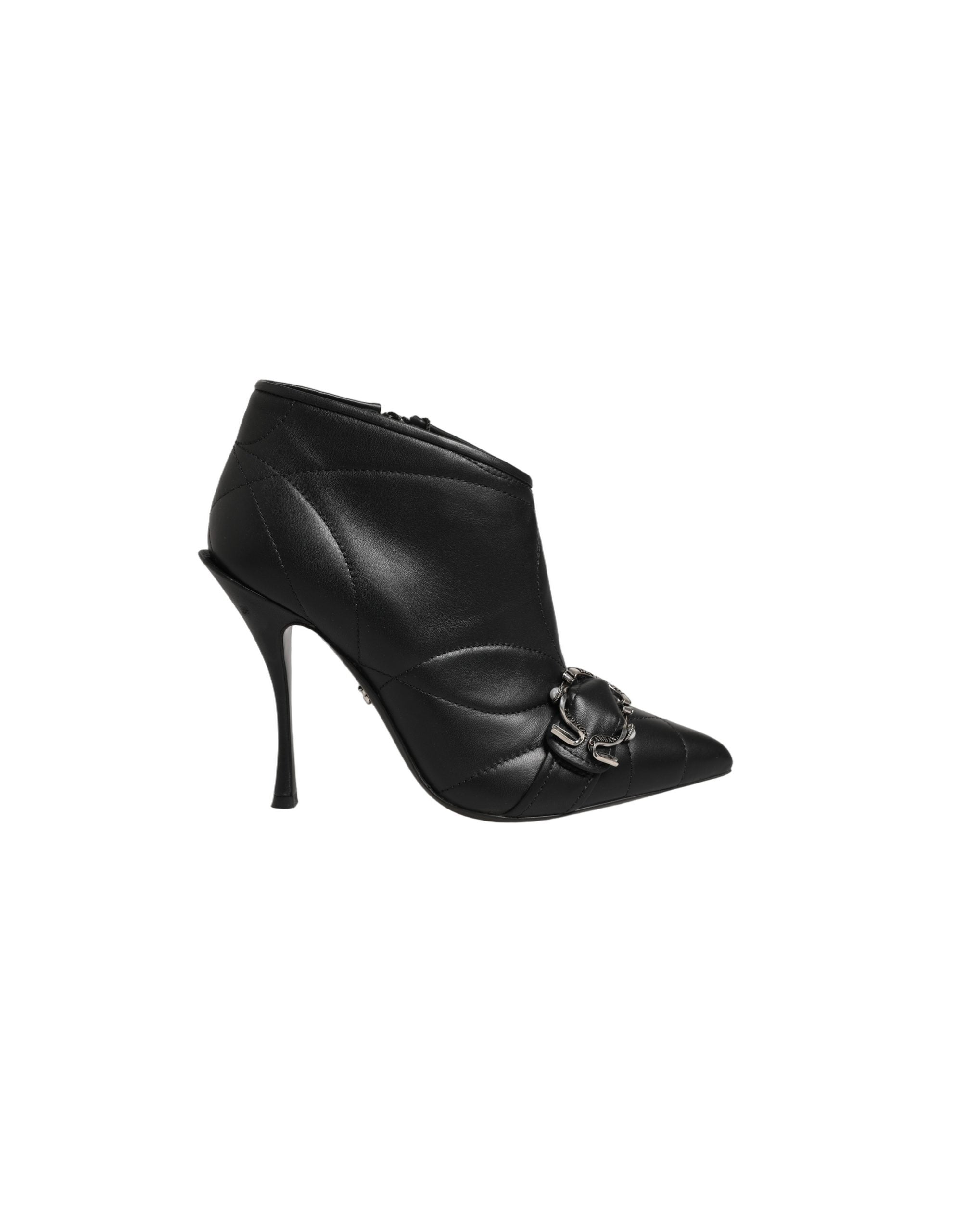 Dolce & Gabbana Black Devotion Quilted Buckled Boots Shoes
