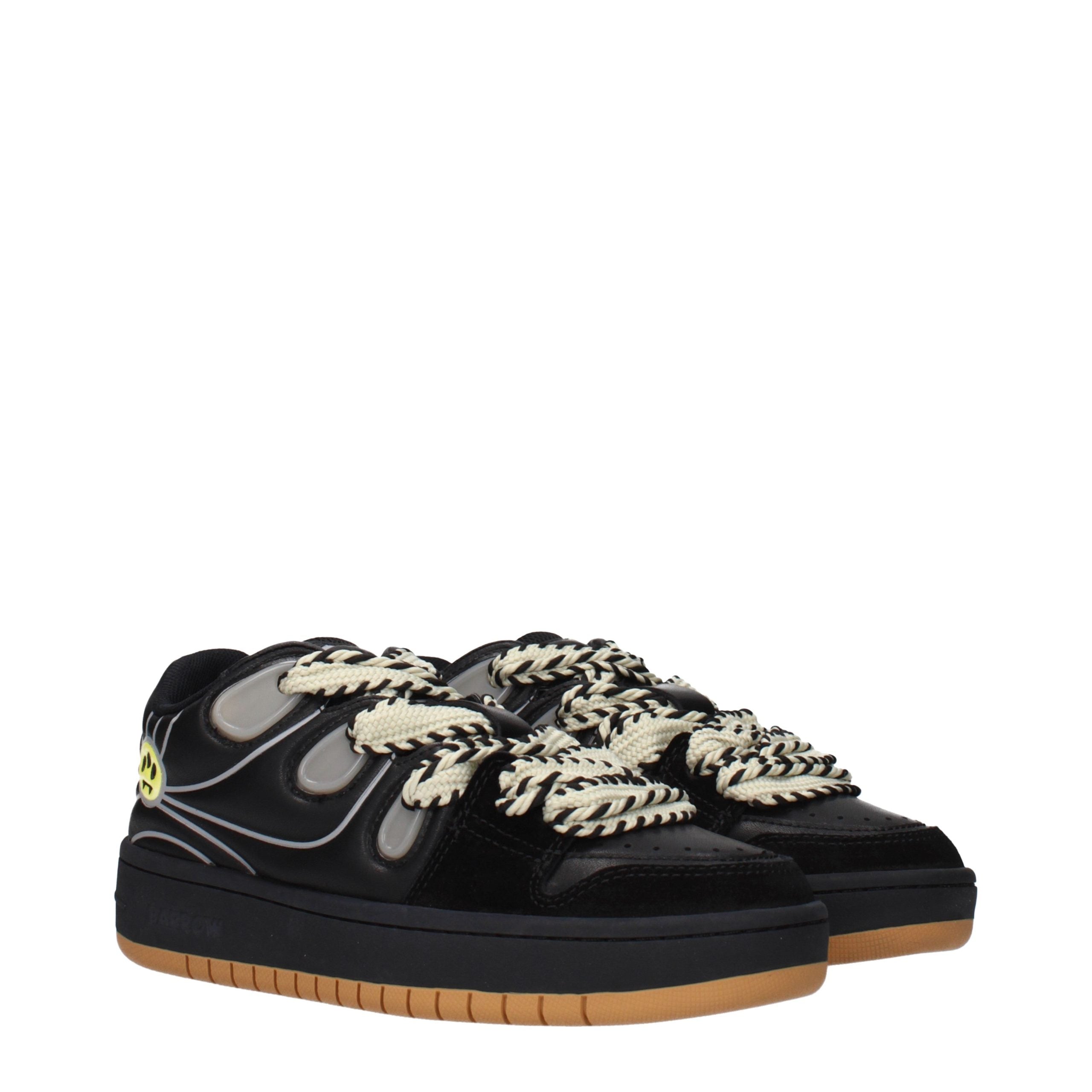 Barrow Black Leather Low Top Sneakers