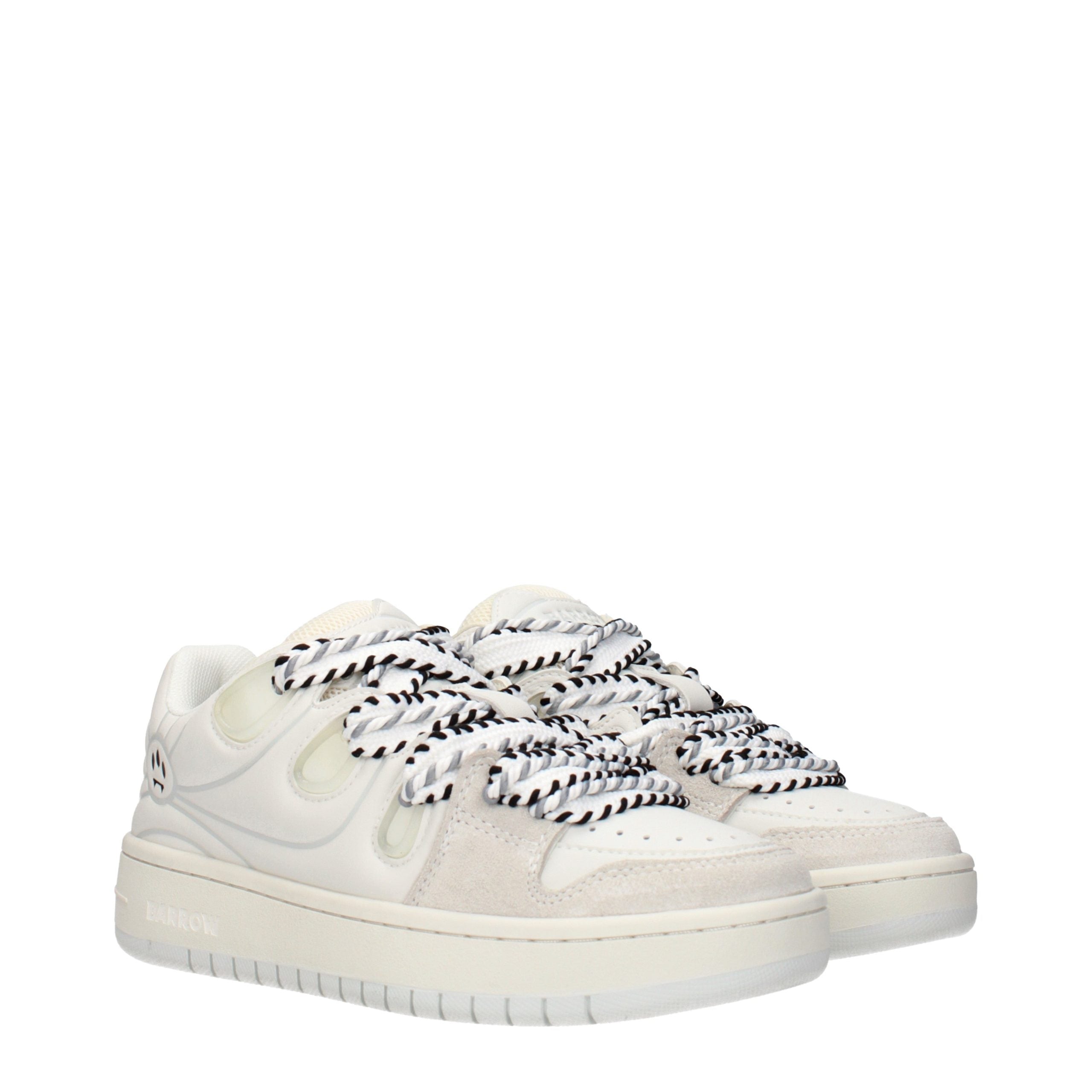 Barrow White Leather Low Top Sneakers