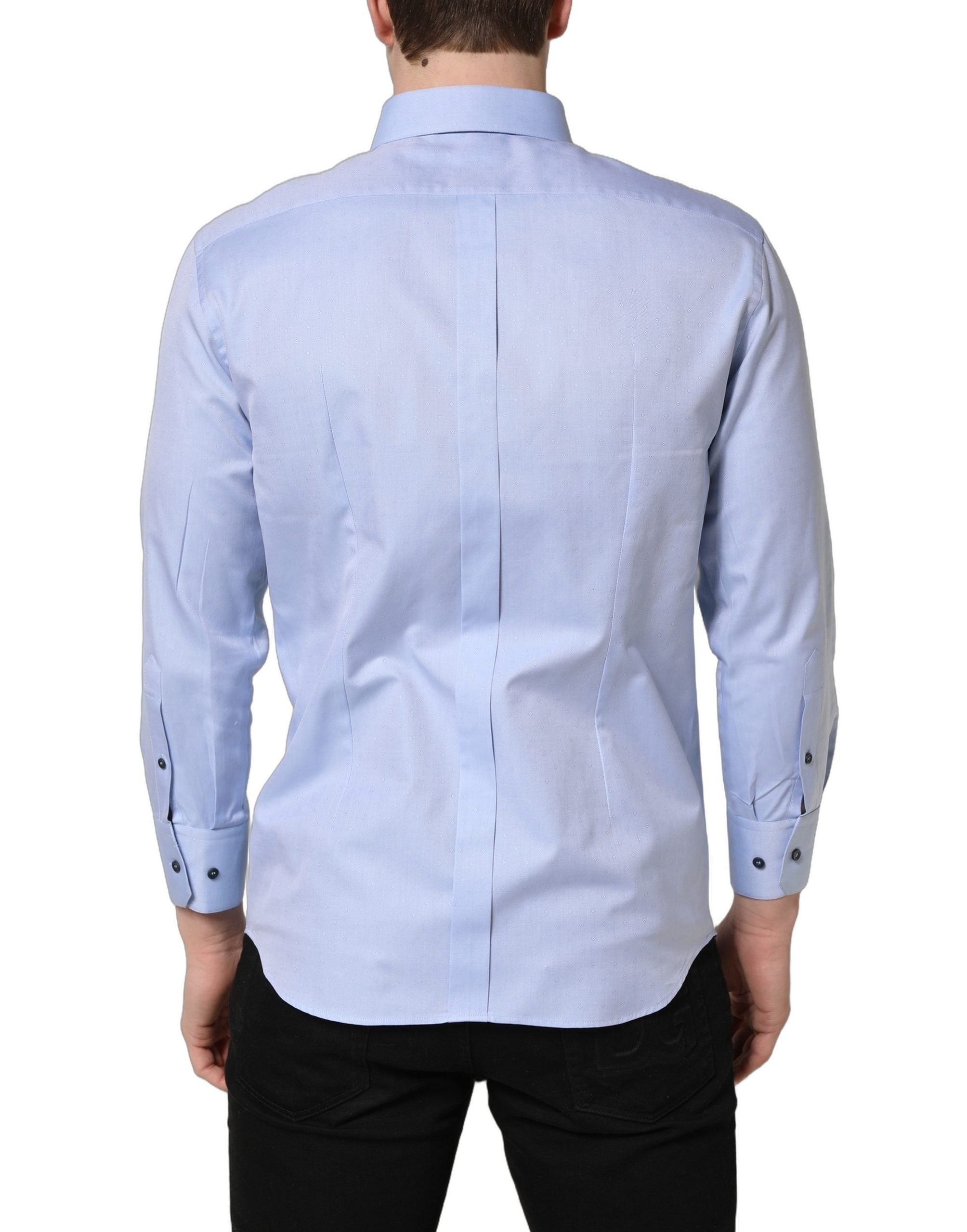 Dolce & Gabbana Light Blue Cotton Dress Formal Men Shirt