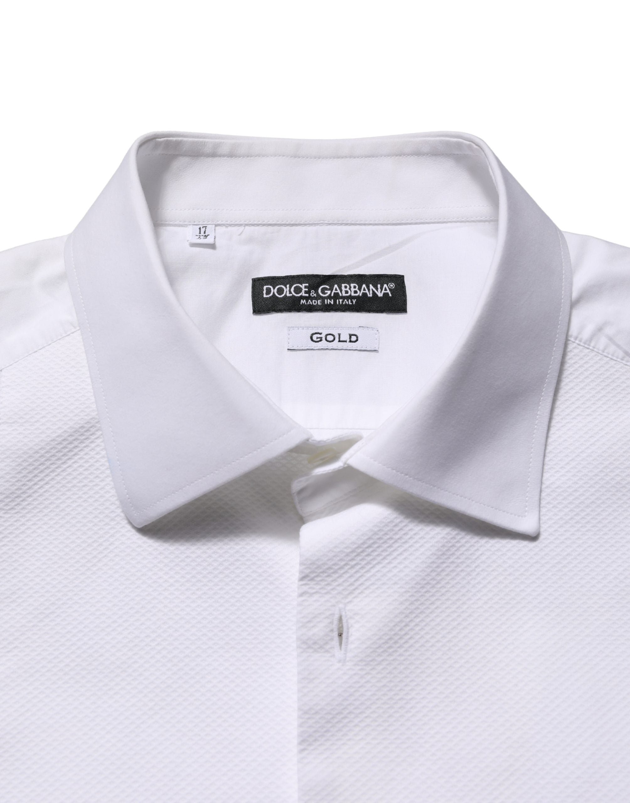 Dolce & Gabbana White Bib Cotton Poplin Dress Formal Shirt