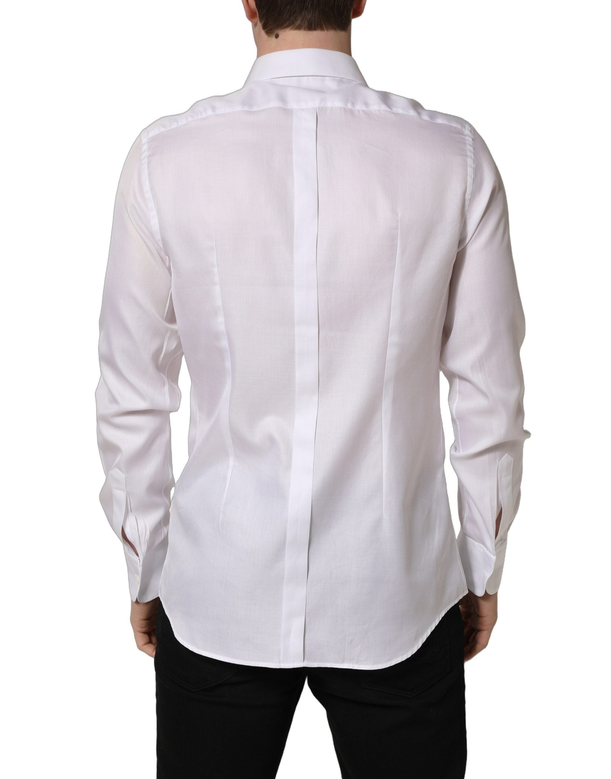 Dolce & Gabbana White Cotton Collared Dress Formal Men Shirt