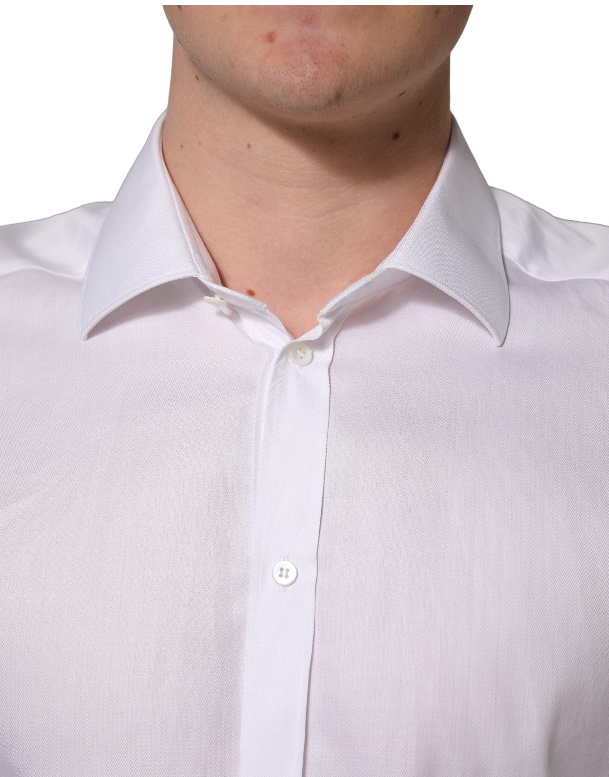Dolce & Gabbana White Cotton Collared Dress Formal Men Shirt