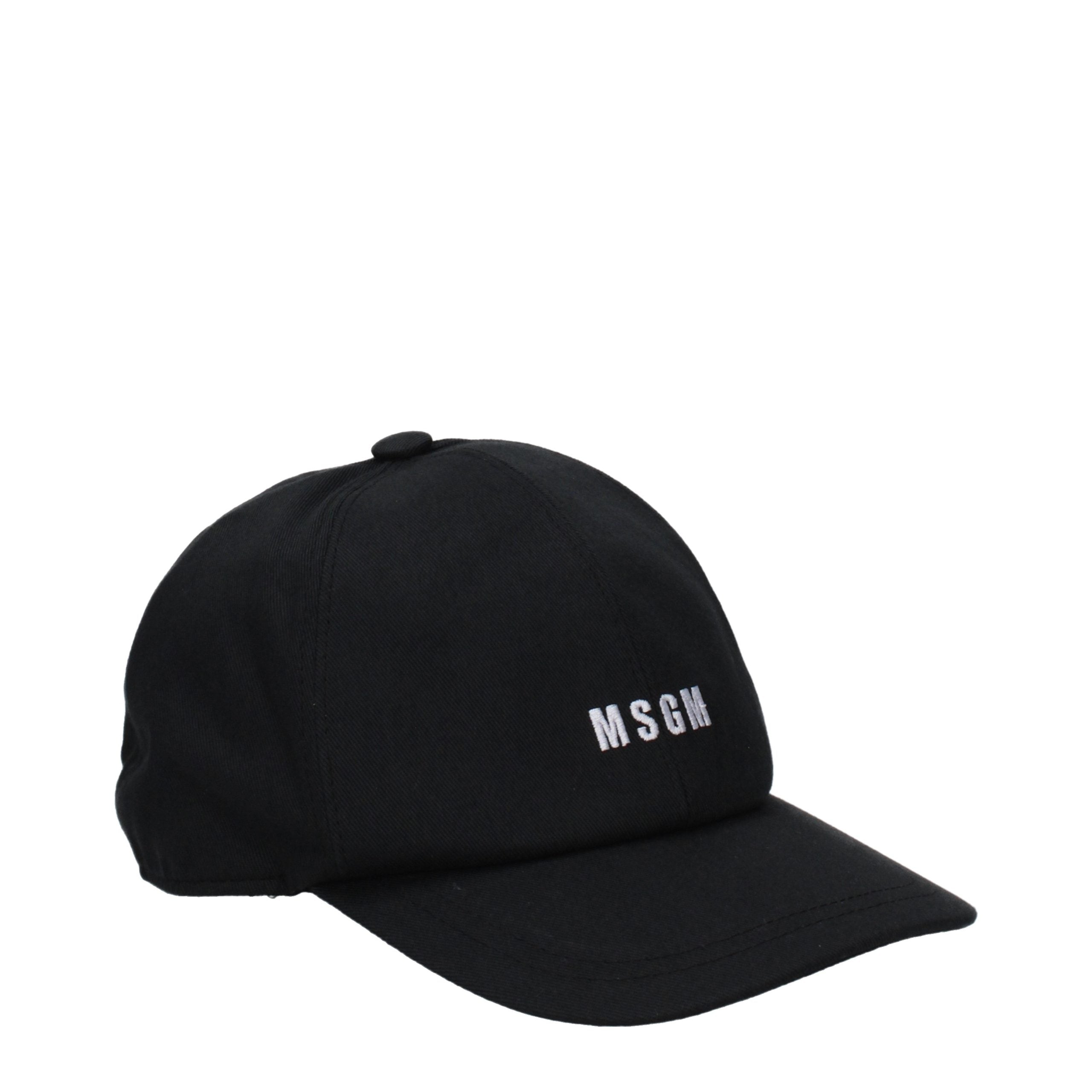 MSGM Black Cotton Cap (Baseball Hat)