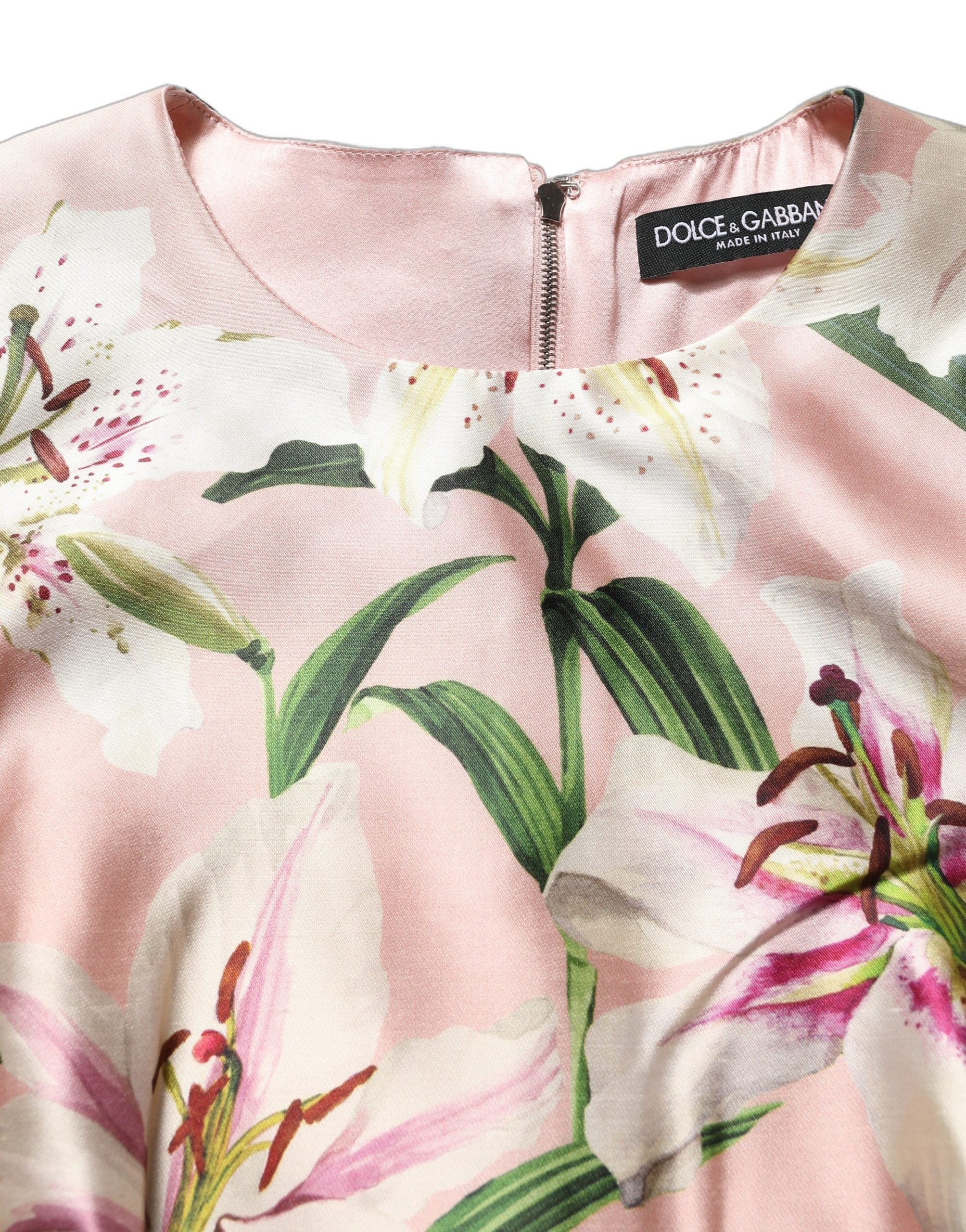 Dolce & Gabbana Light Pink LilyPrint Sleeveless Sheath Dress