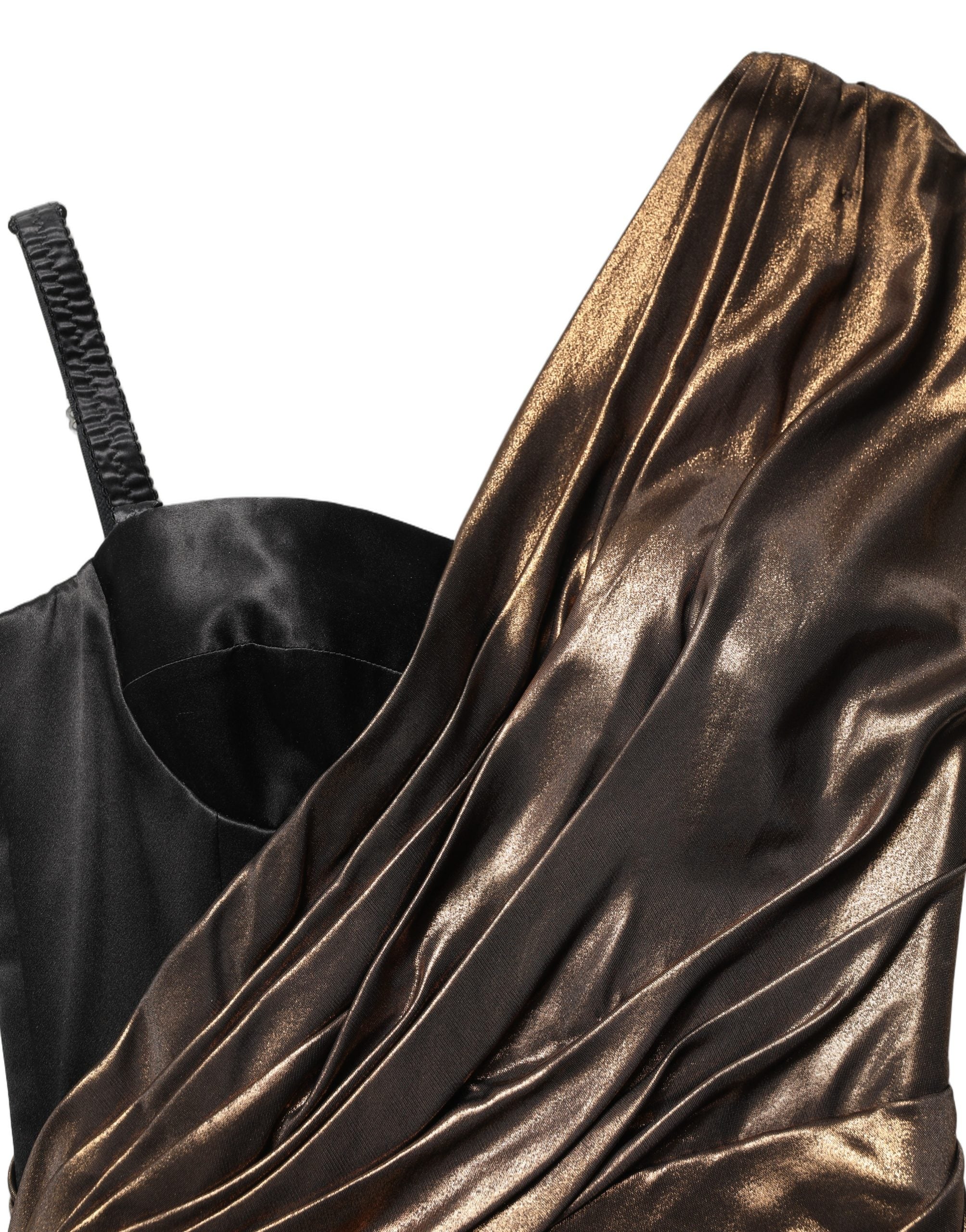 Dolce & Gabbana Bronze Asymmetrical Draping OneShoulder Dress