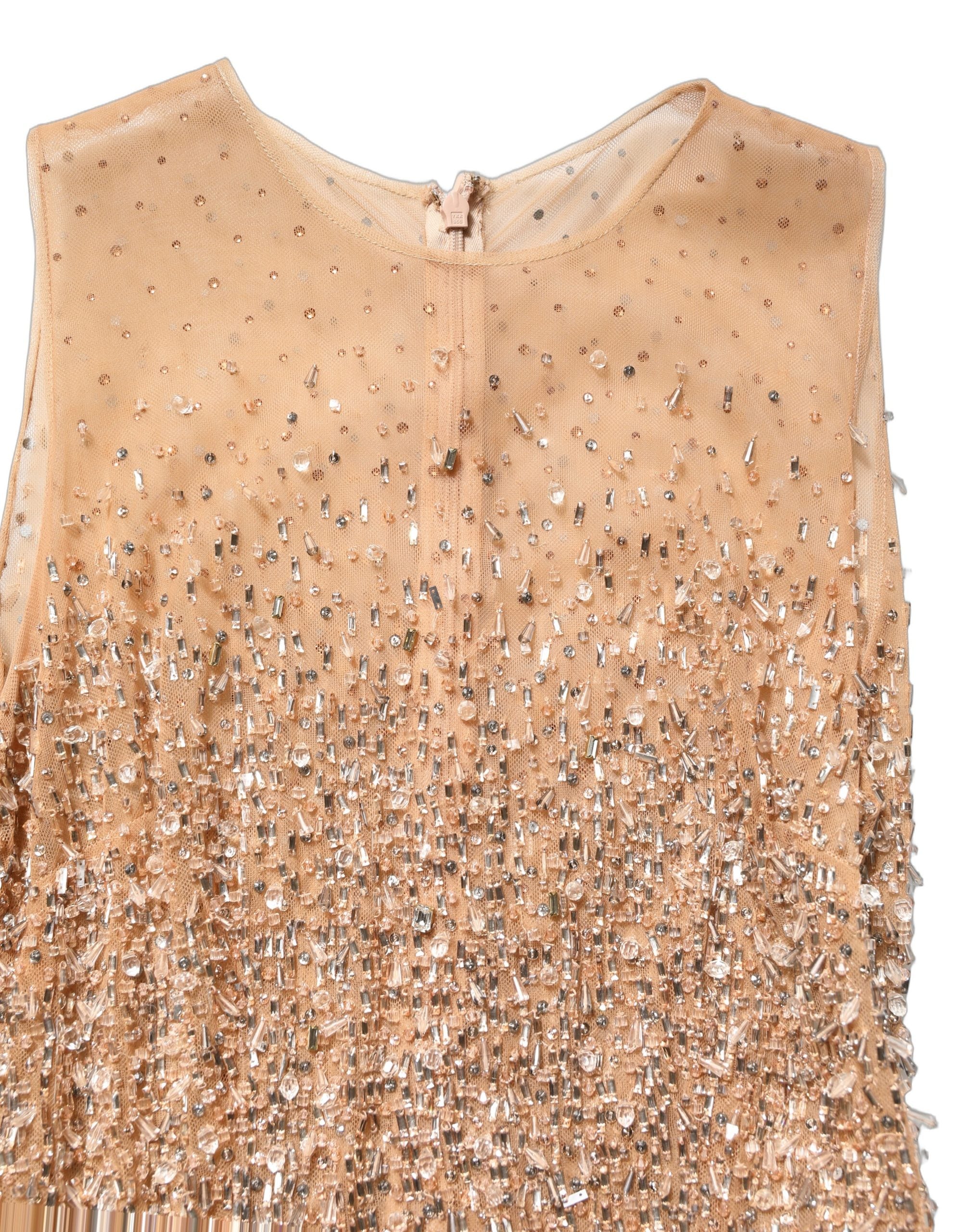 Dolce & Gabbana Brown Crystal Embellished Mermaid Gown Dress