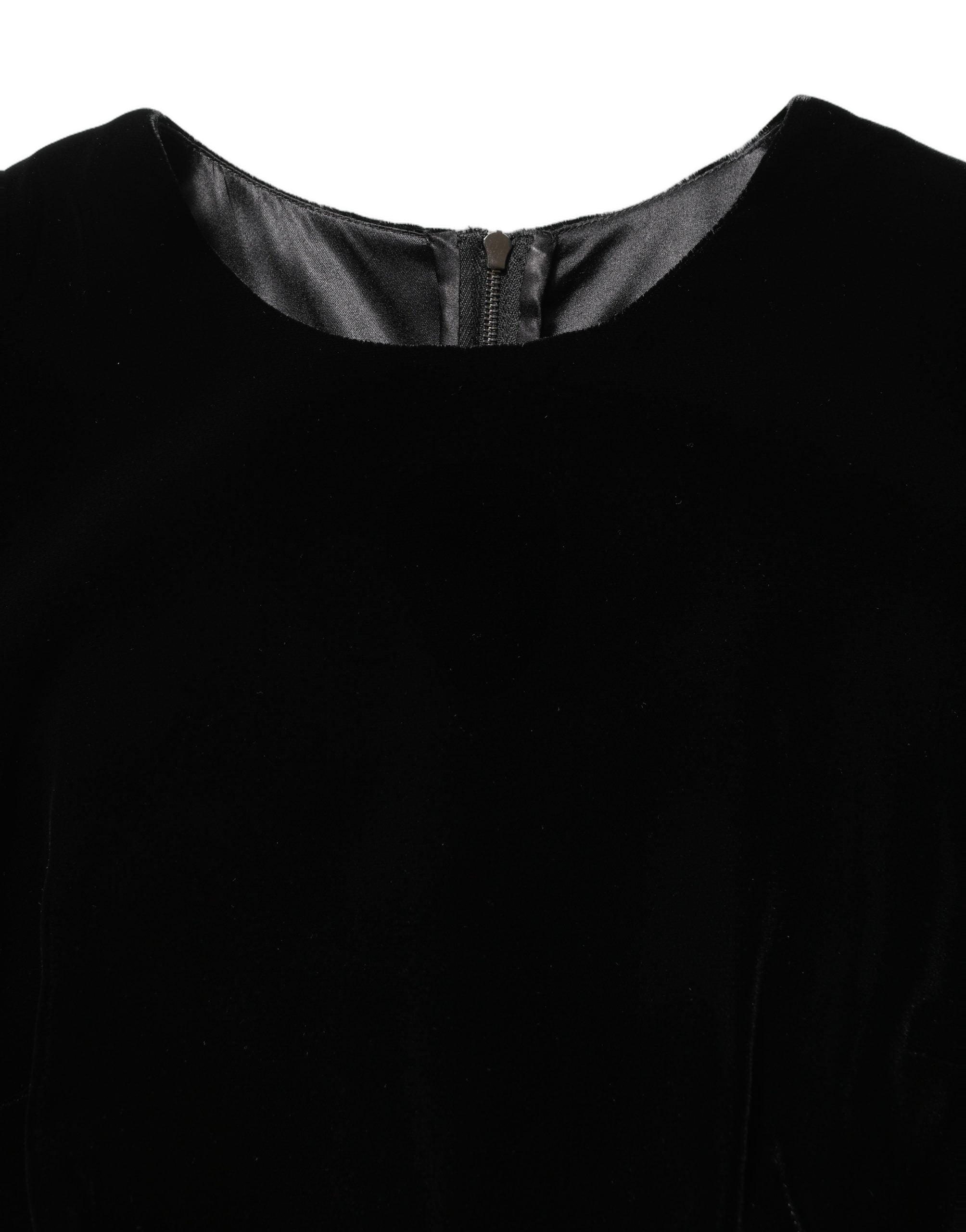 Dolce & Gabbana Black Viscose Velvet Floor Length Gown Dress