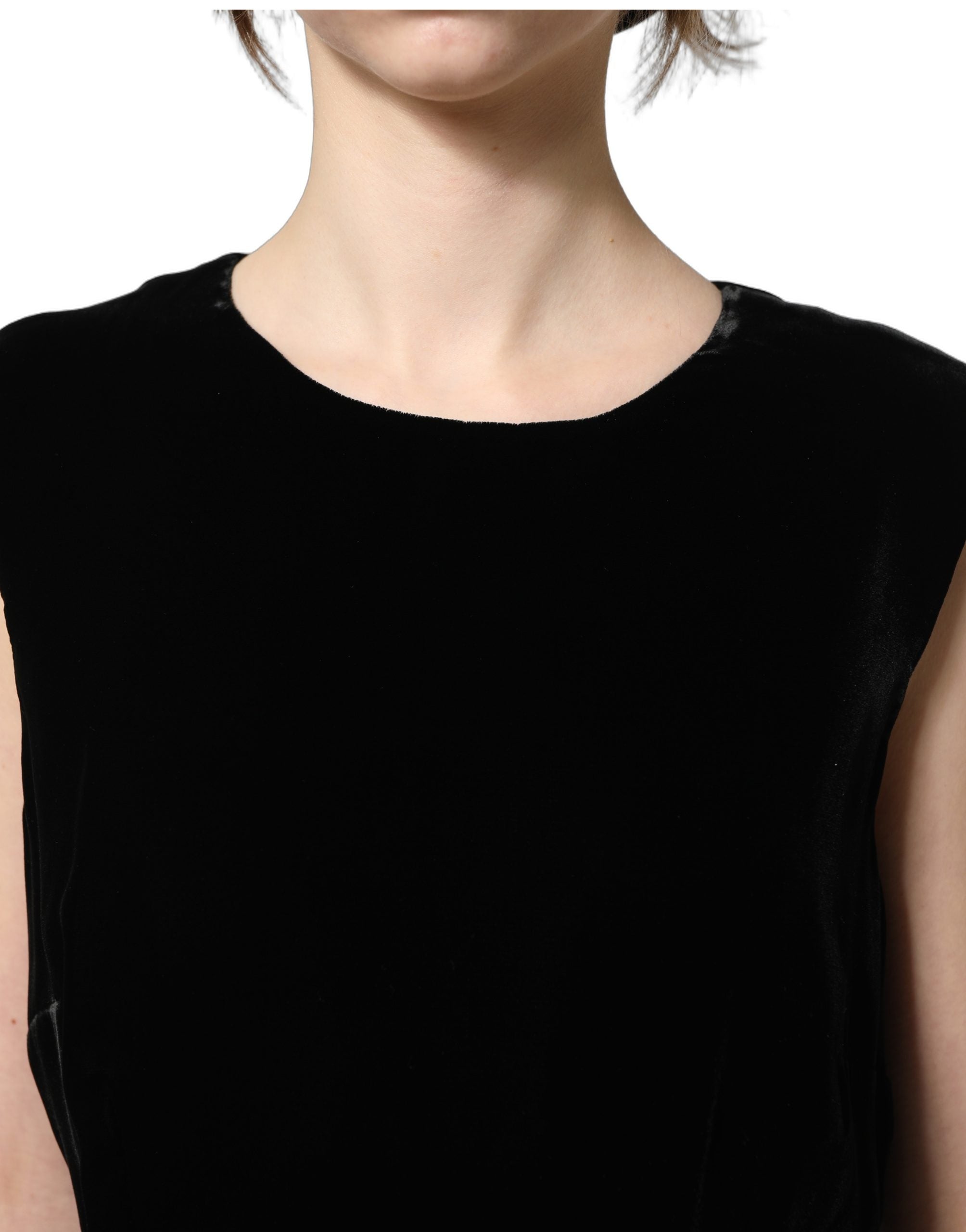 Dolce & Gabbana Black Viscose Velvet Floor Length Gown Dress