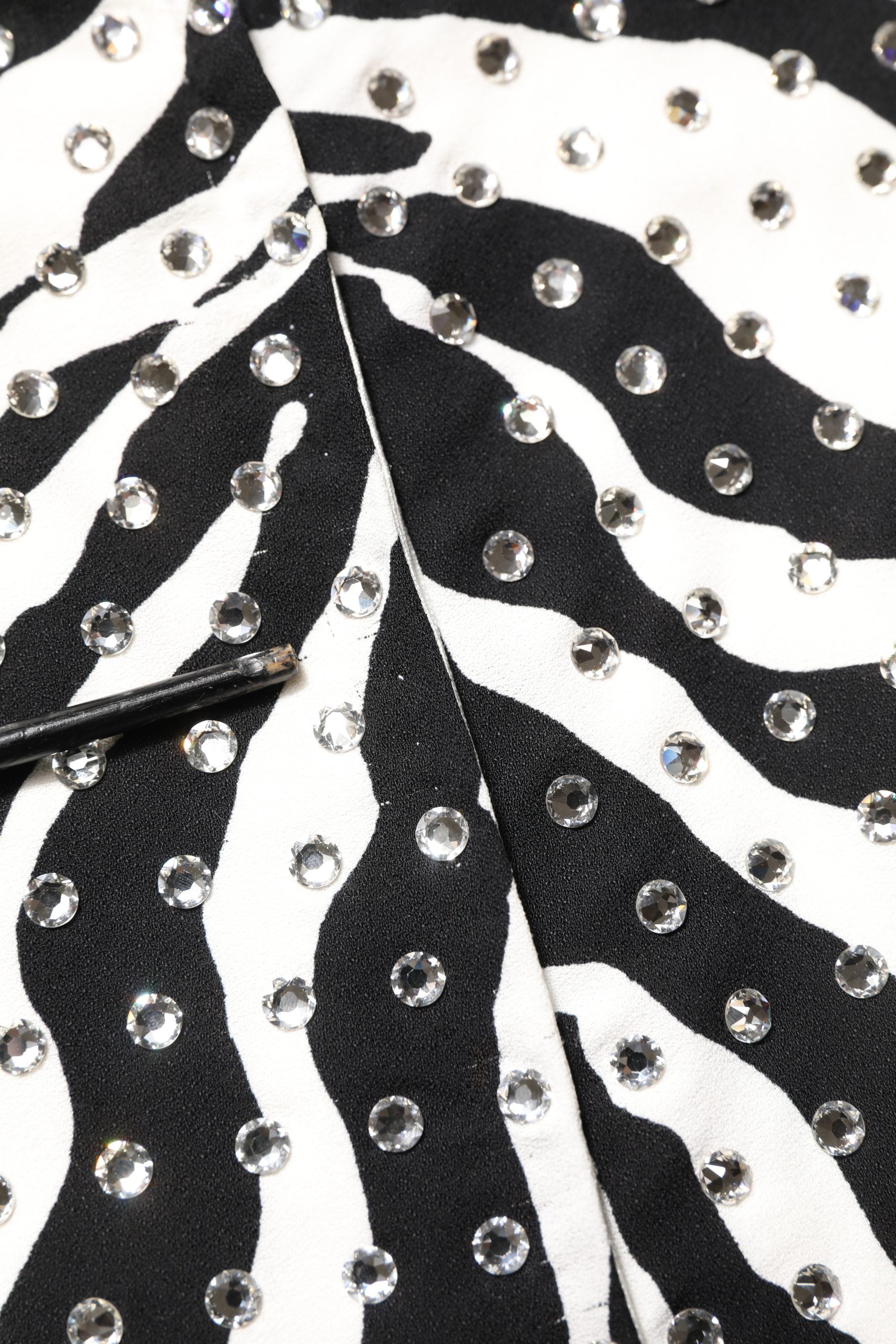 Dolce & Gabbana Black White Zebra Crystal Embellished Dress