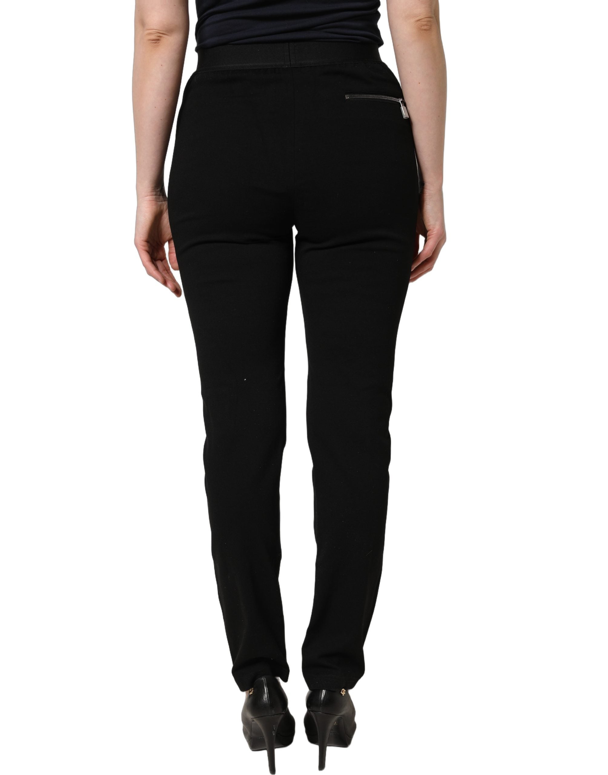 Dolce & Gabbana Black Viscose Mid Waist Skinny Trouser Pants