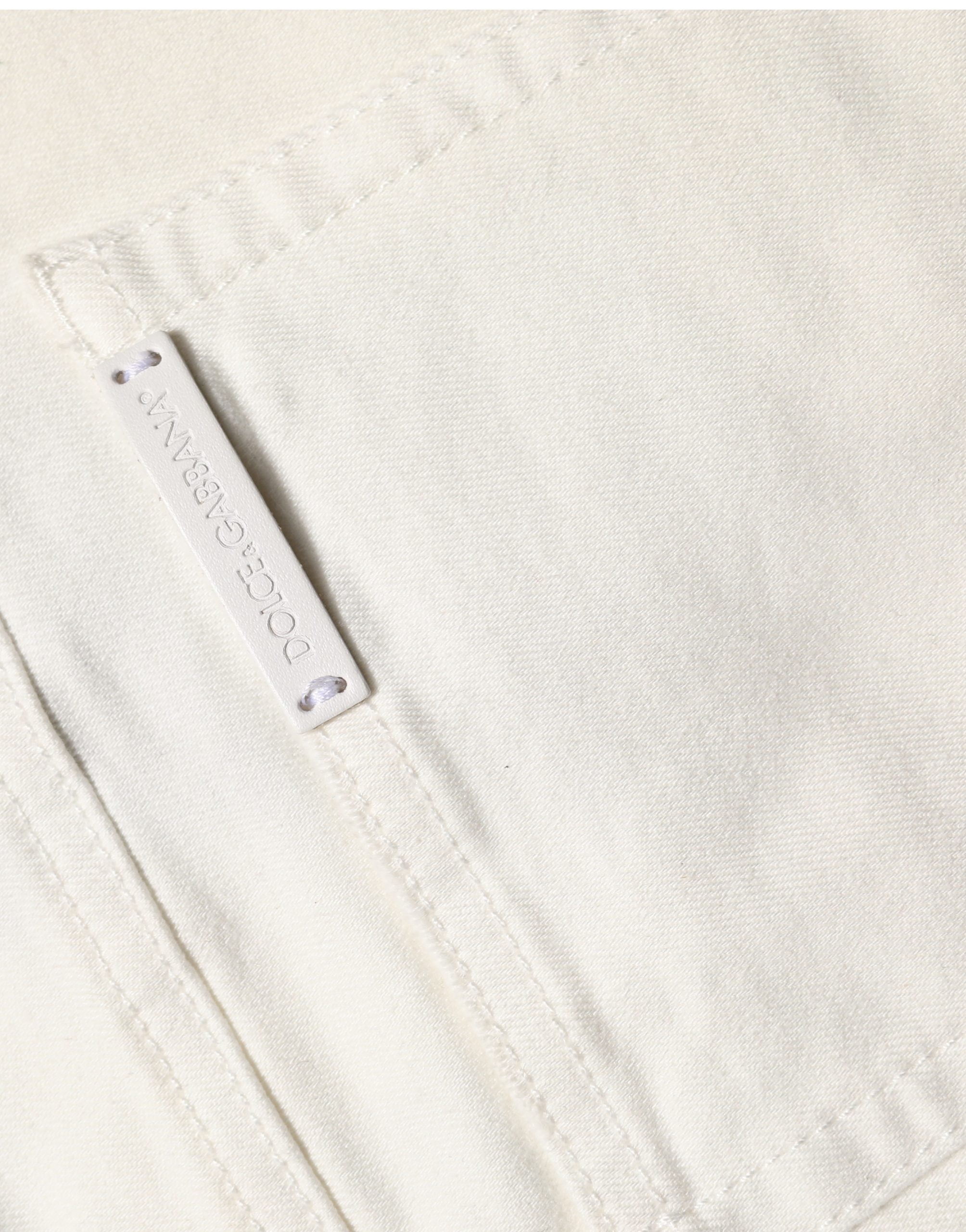 Dolce & Gabbana White Tattered Skinny Cotton Denim Jeans