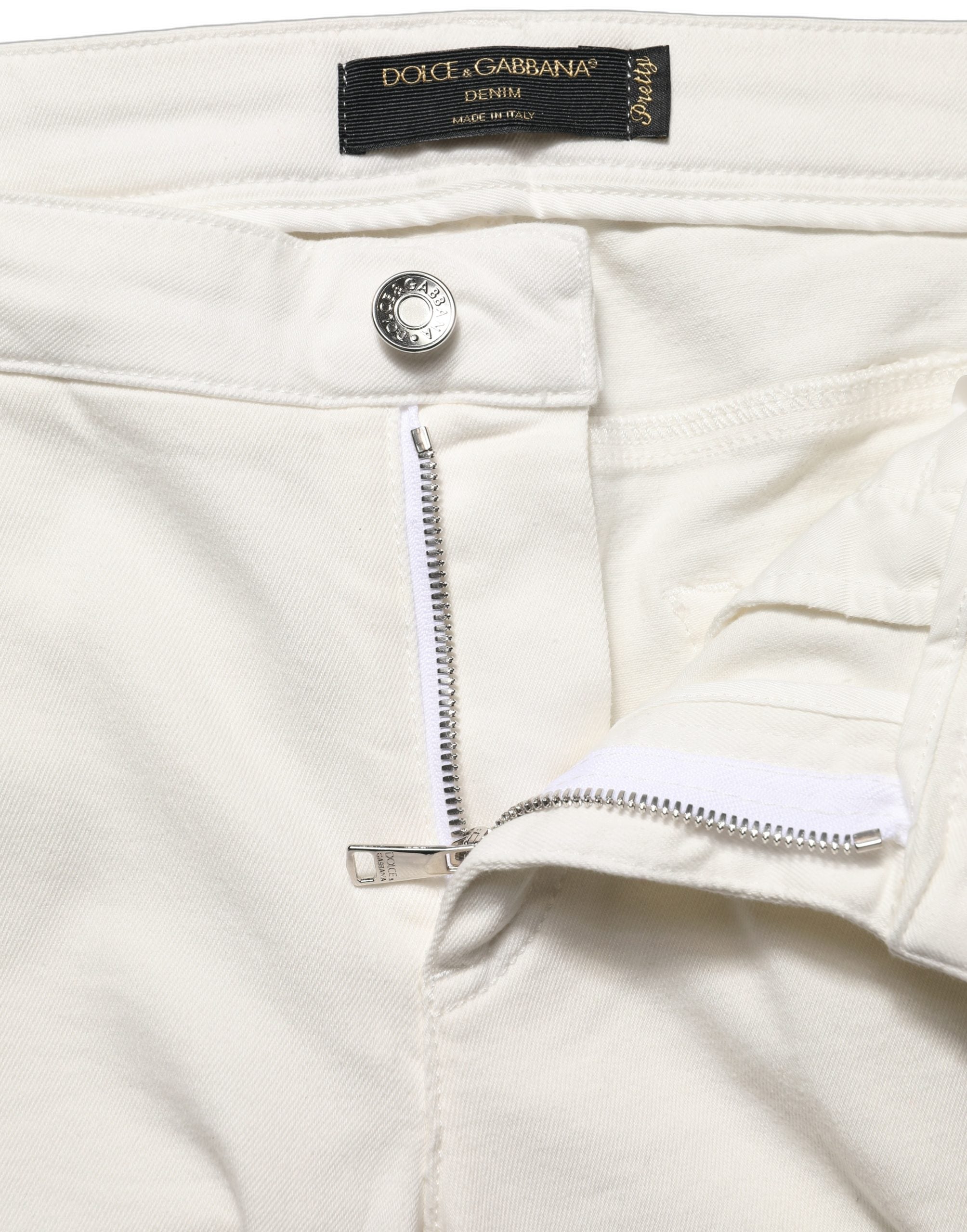 Dolce & Gabbana White Tattered Skinny Cotton Denim Jeans